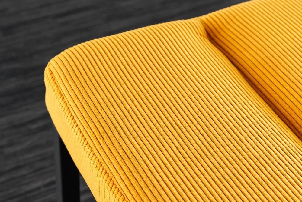 senf-gelb Cord 80cm PLANO Sitzbank Elegante LebensWohnArt Sitzbank