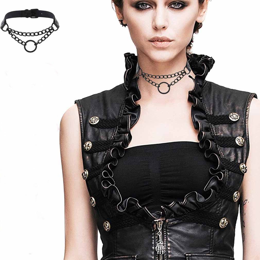 Housruse Choker-Set »Leder Choker Punk Goth Circle Kette Choker Halsband  Halskette für Frauen Männer verstellbar« online kaufen | OTTO