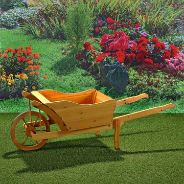 Feel2Home Blumentopf Blumentopf 2x Garten Pflanzschubkarre Schubkarre aus Holz Blumenkarre, 129 cm × 45 cm × 43 cm (L x B x H)