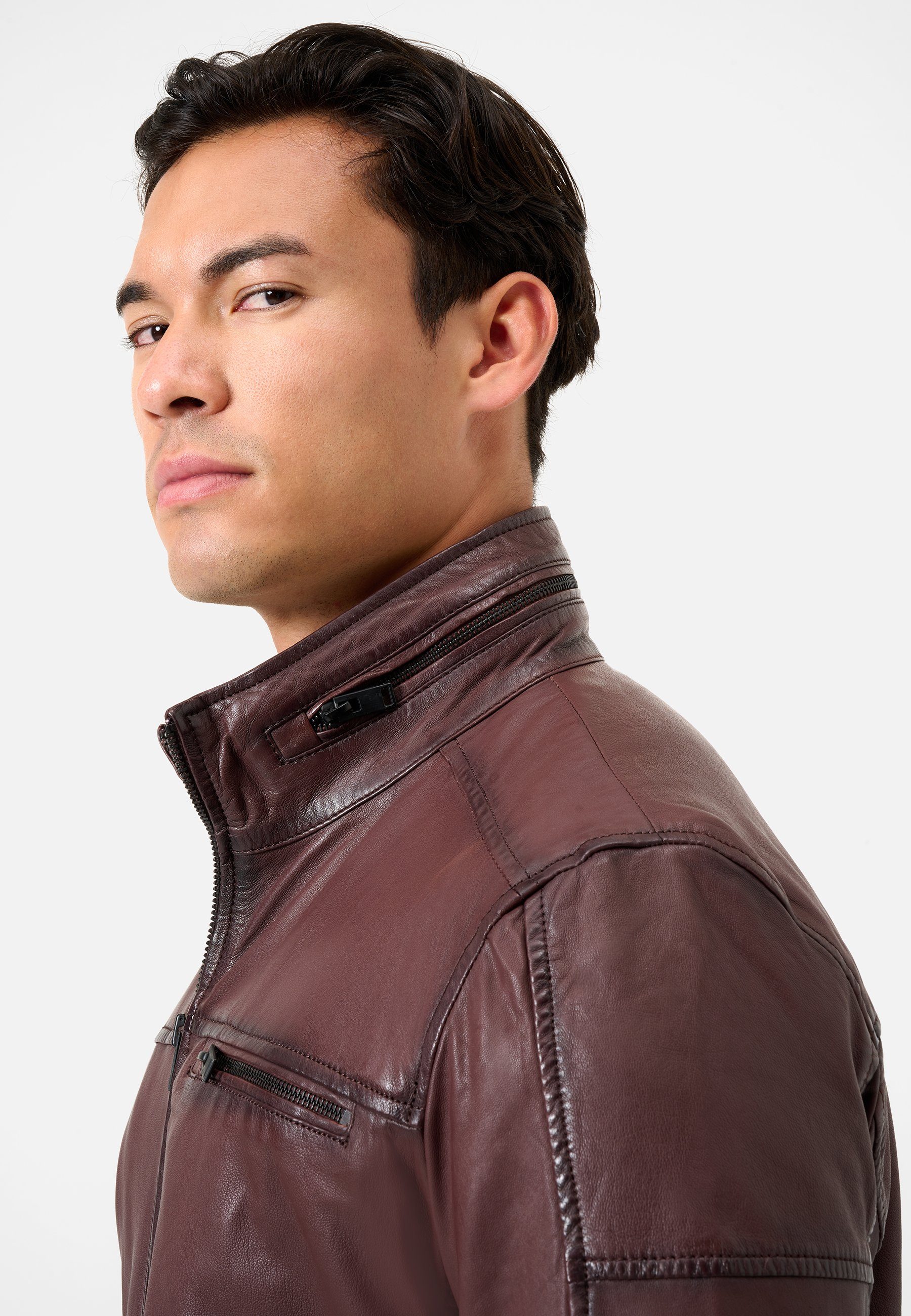 RICANO Lederjacke Ricma Lederjacke im Blouson-Stil mit Stehkragen und Baumwoll-Innenfutter