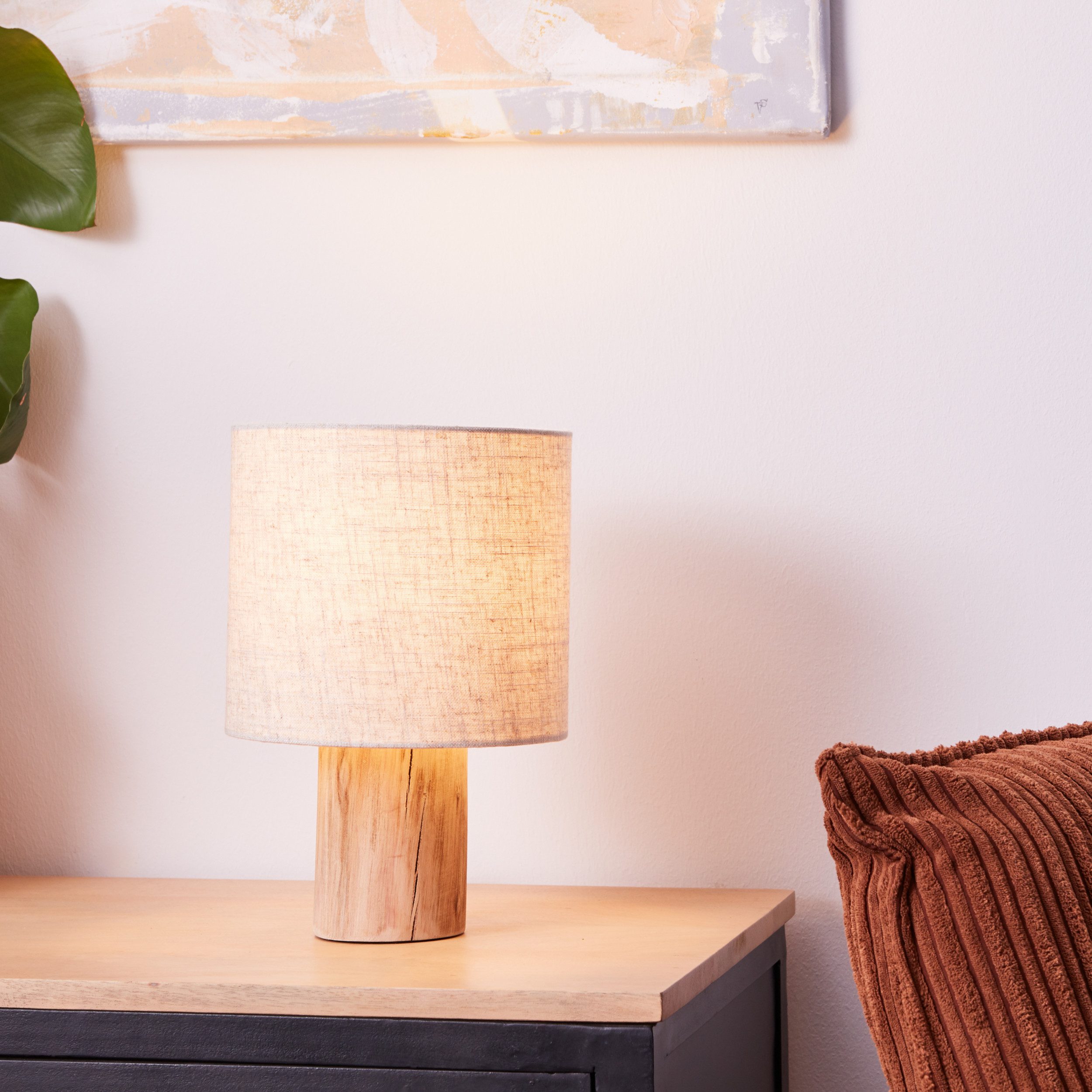 Lightbox Tischleuchte, ohne Leuchtmittel, Tischlampe, 30 cm Höhe, Ø 20 cm, E27, max. 40 W, Schalter, beige