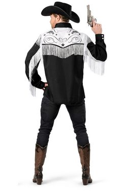 Funny Fashion Kostüm Cowboy Hemd 'Country Man', Schwarz Weiß - Herren