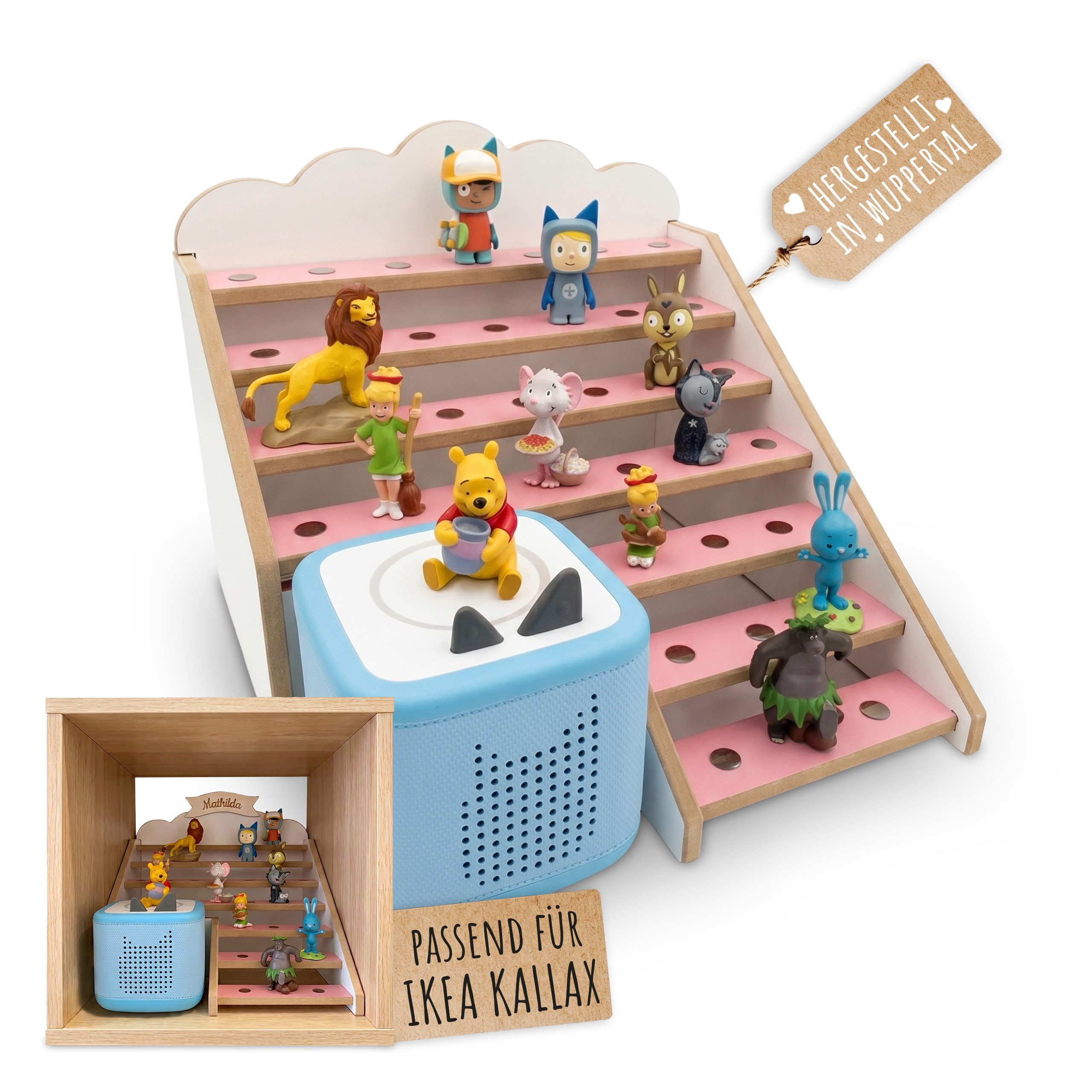 Holzura Kinderregal Tonie Regal für IKEA KALLAX – magnetisch – für ca. 50 Toniefiguren