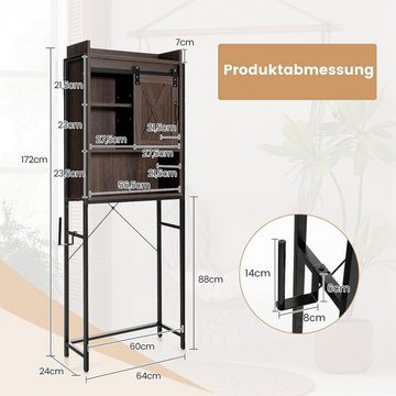 KOMFOTTEU Badregal 4-stöckiger Toilettenschrank, mit Scheunentür