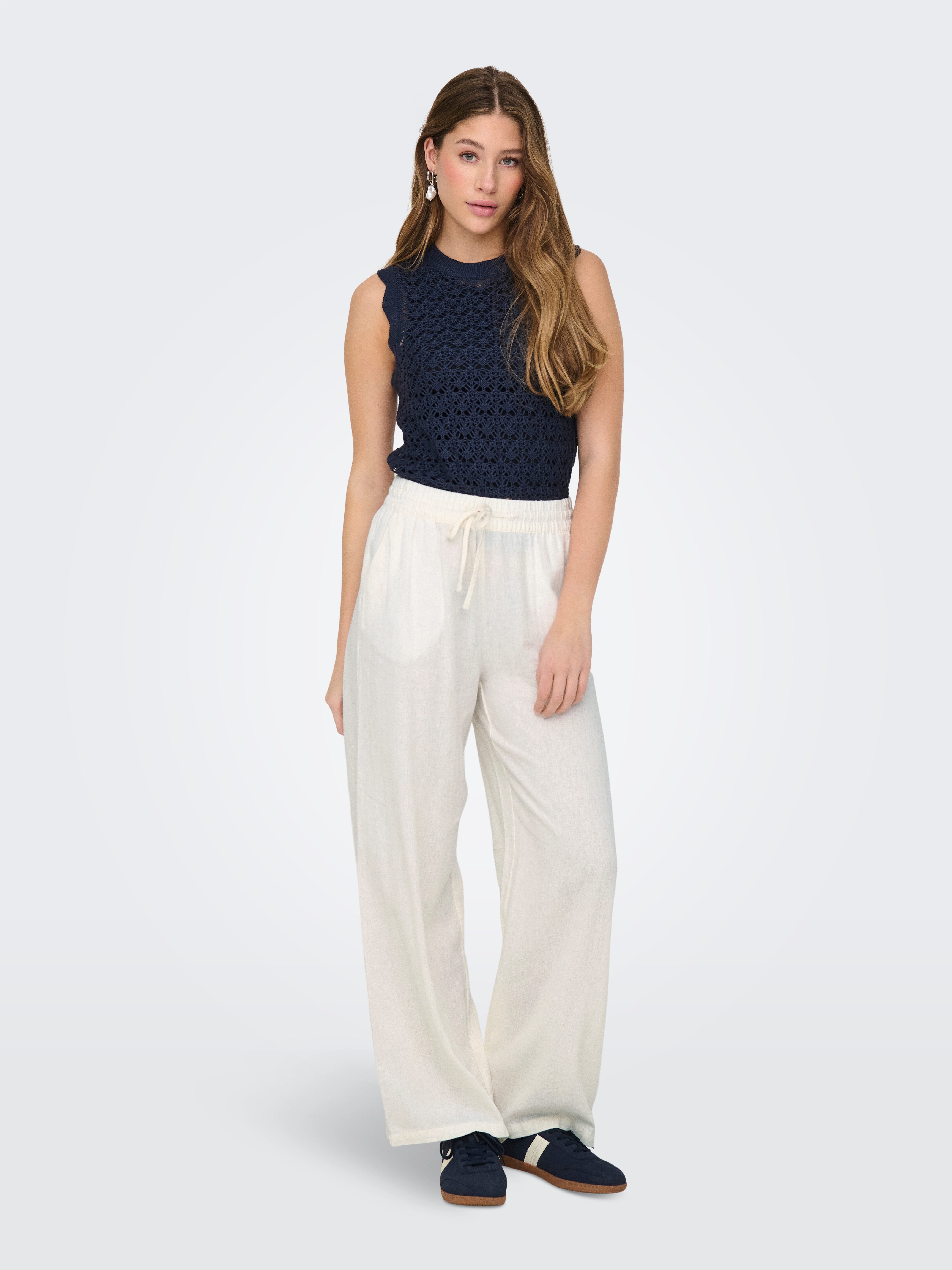 JDY Schlupfhose JDYSAY LINEN HW WIDE PANT WVN NOOS Sommerhose mit Leinen