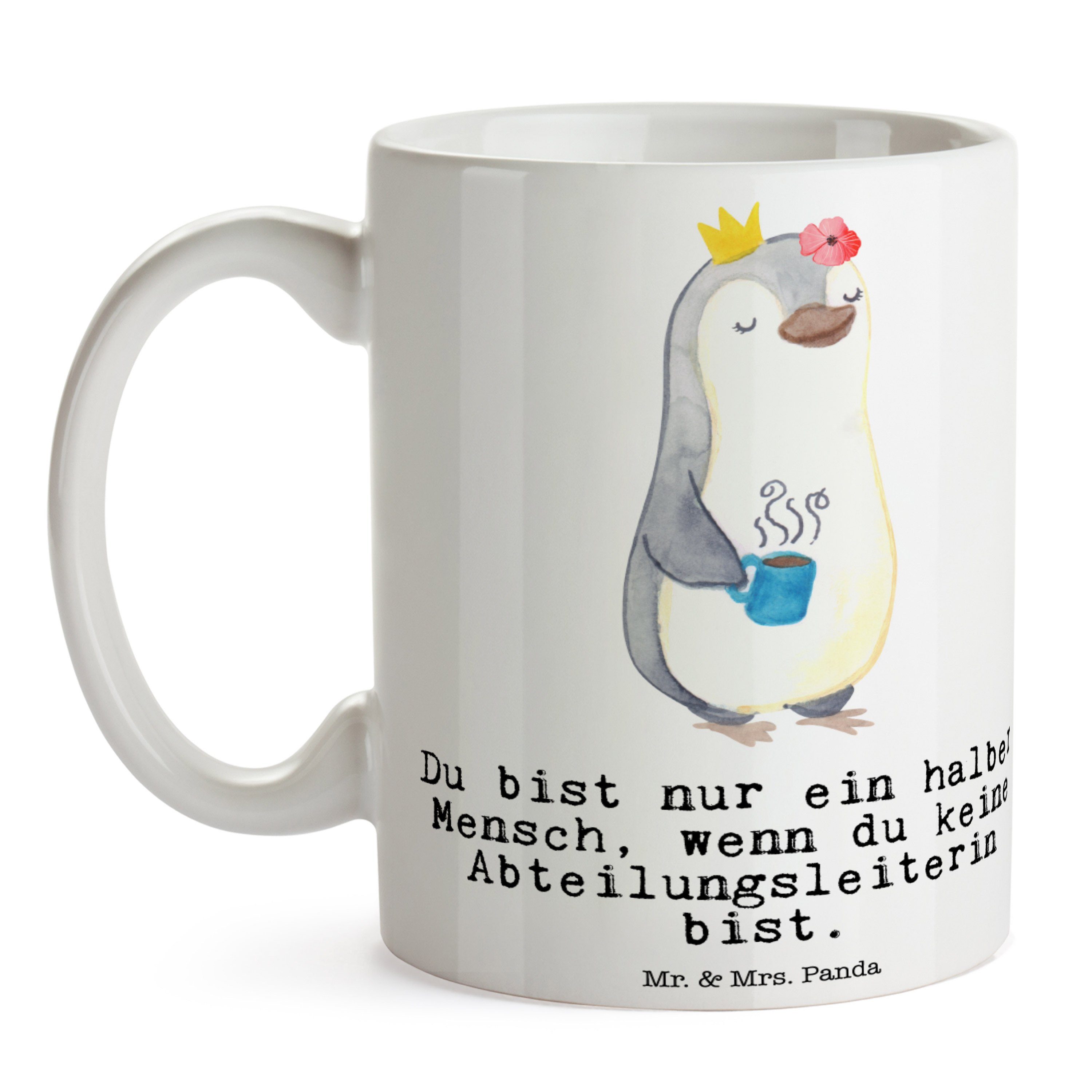 Mr. & Morgens, Motive, Geschenk, Tasse Tasse Mrs. - Herz mit Panda Weiß - Abteilungsleiterin Keramik