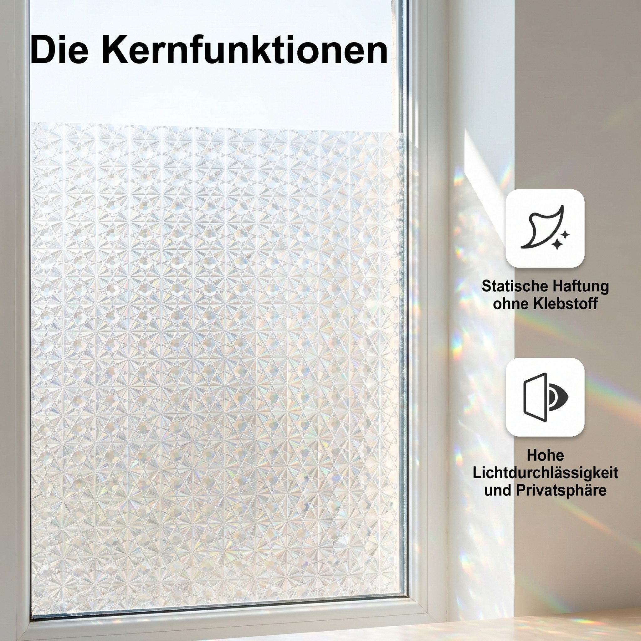 HomeBella Fensterfolie blickdicht selbsthaftend Sichtschutzfolie ohne Kleber – Bild 4 von 5