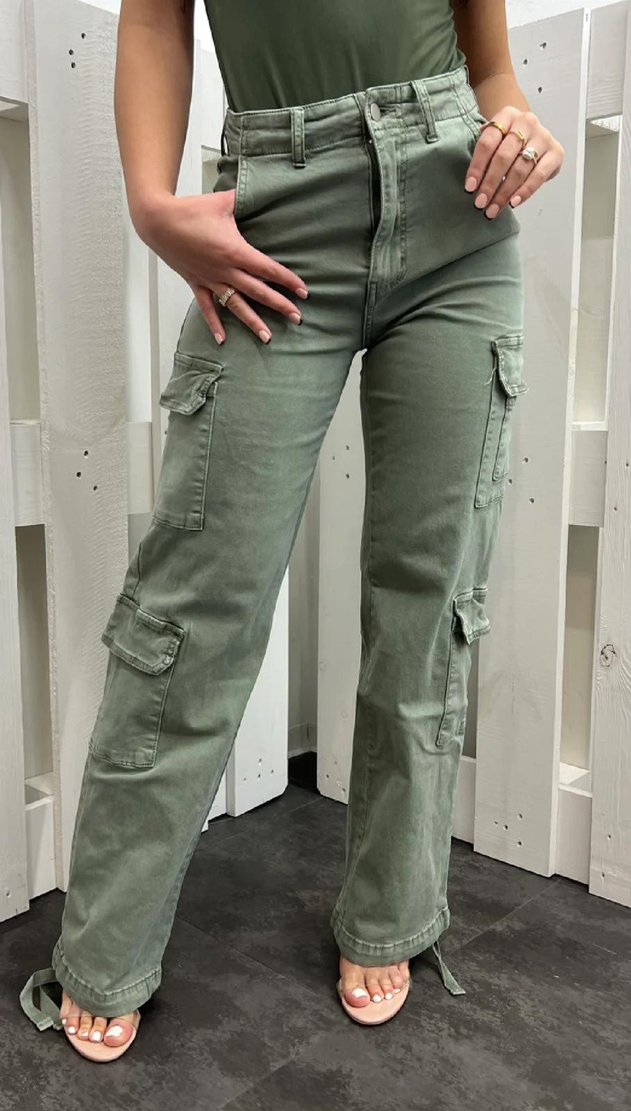 HELLO MISS Cargojeans DOUBLE POCKET WIDE CARGOHOSE MIT INNERE TUNNELZUG, CARGO JEANS Double Poket