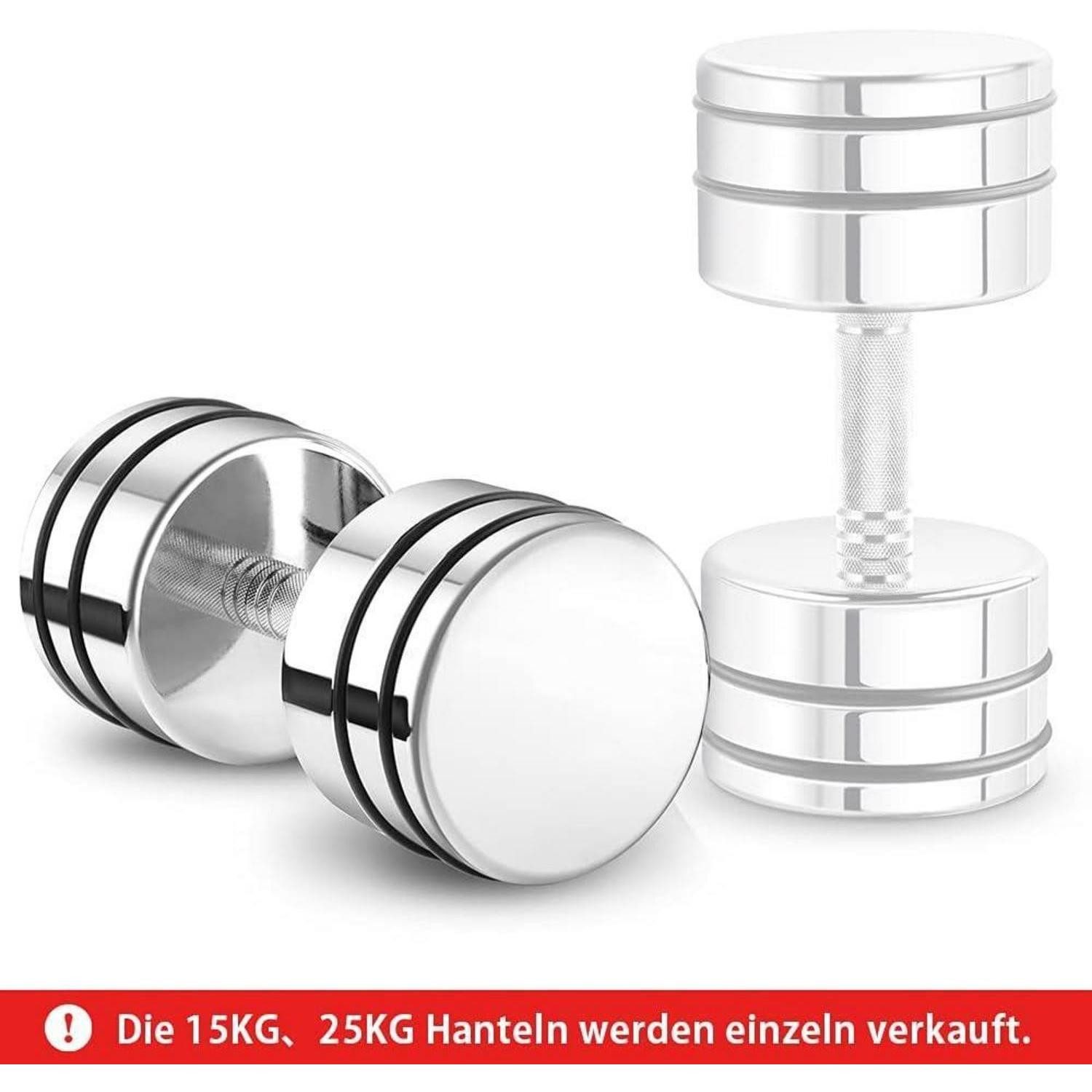 LuxusKollektion Kompakthantel Kurzhanteln Stahl Einstellbar 25kg 15kg 1×25kg 1 Stück Standard Silber