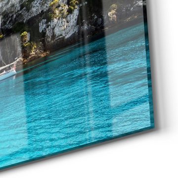 DEQORI Glasbild 'Segelboote in einer Bucht', 'Segelboote in einer Bucht', Glas Wandbild Bild schwebend modern
