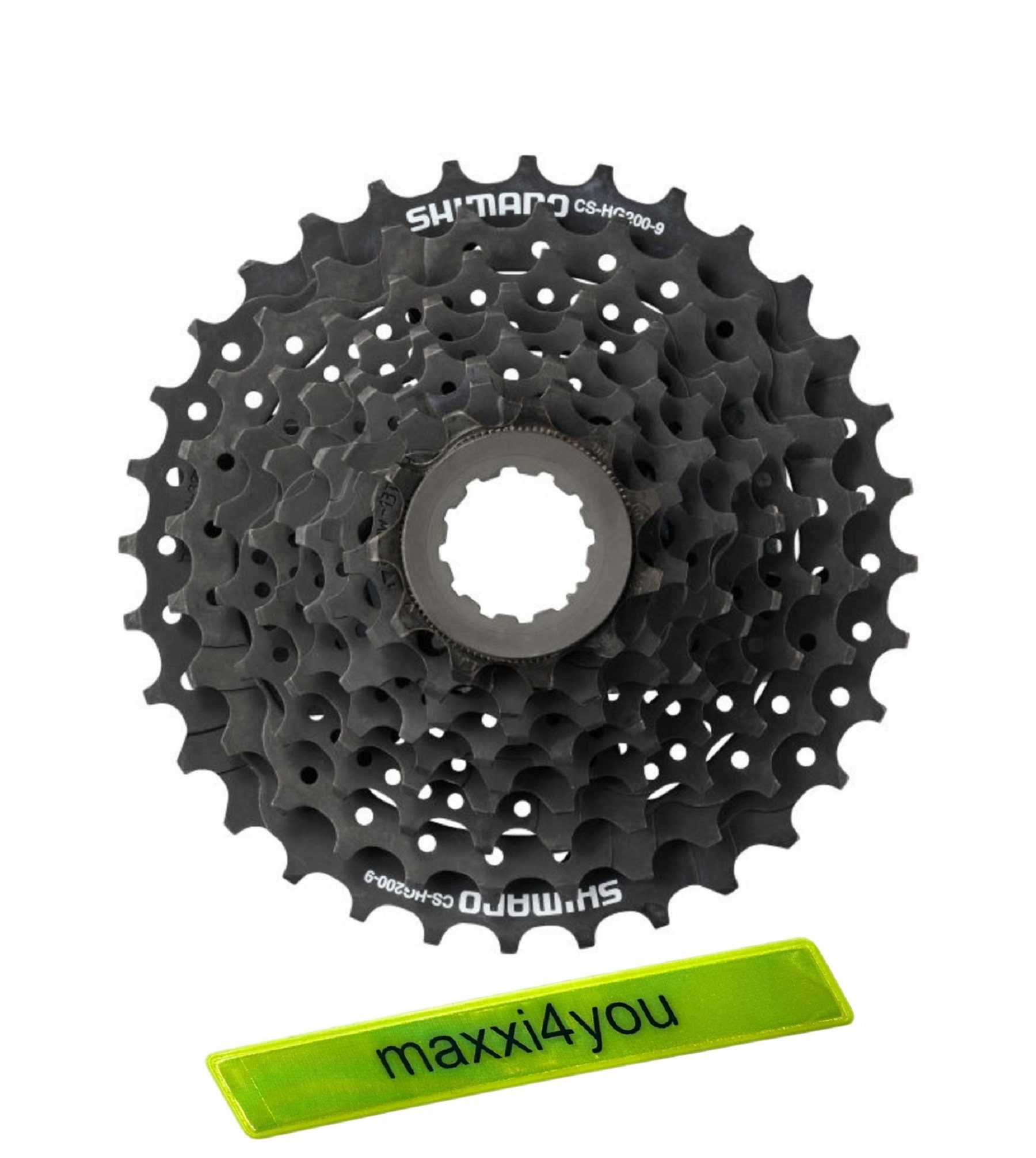 maxxi4you Schaltwerk Shimano Kassette CS-HG200 9-fach 11-32 Zähne inkl. Reflexband