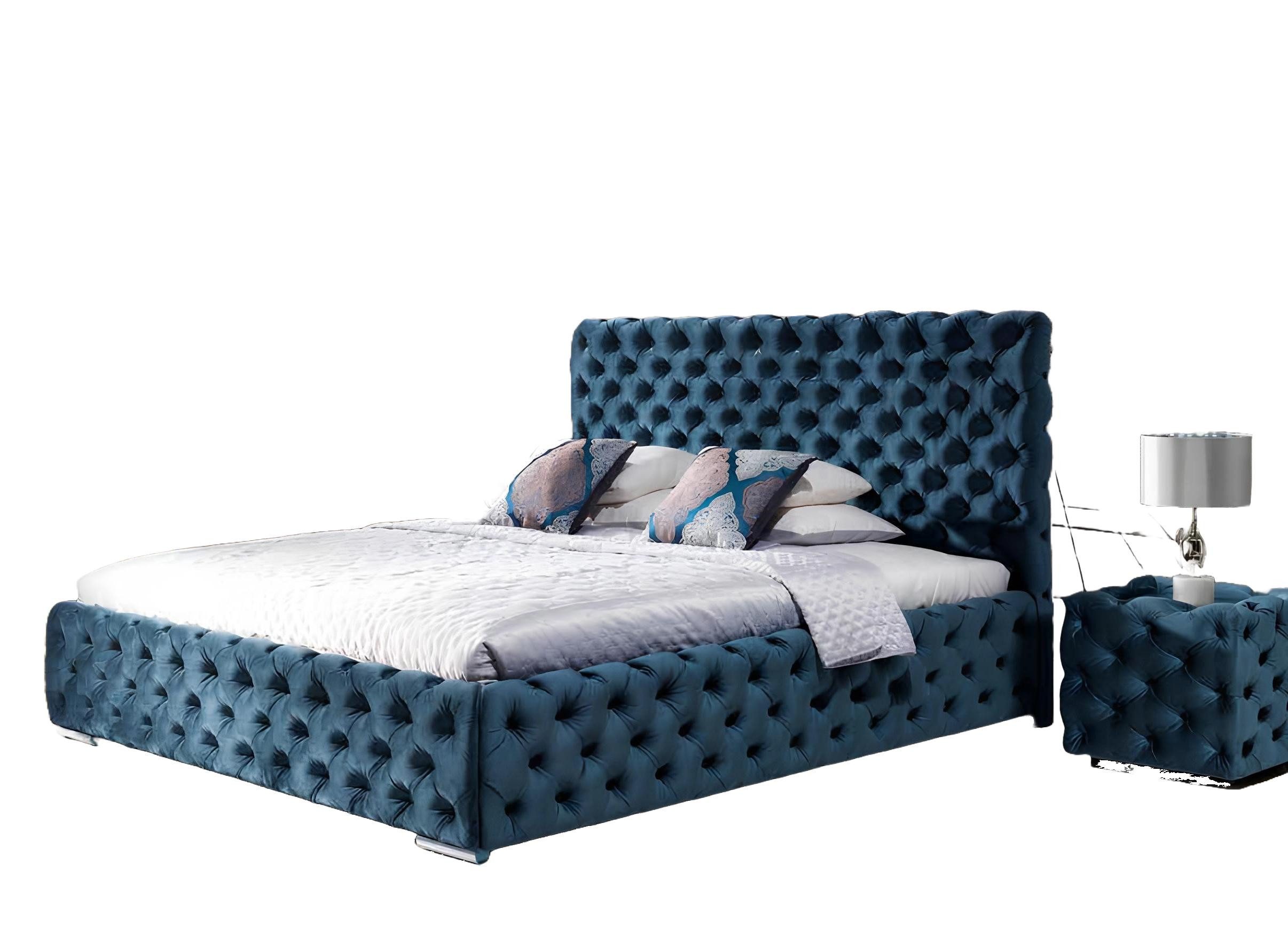 Bett Chesterfield Samt-Doppelbett mit luxuriösem Design für Doppelbett