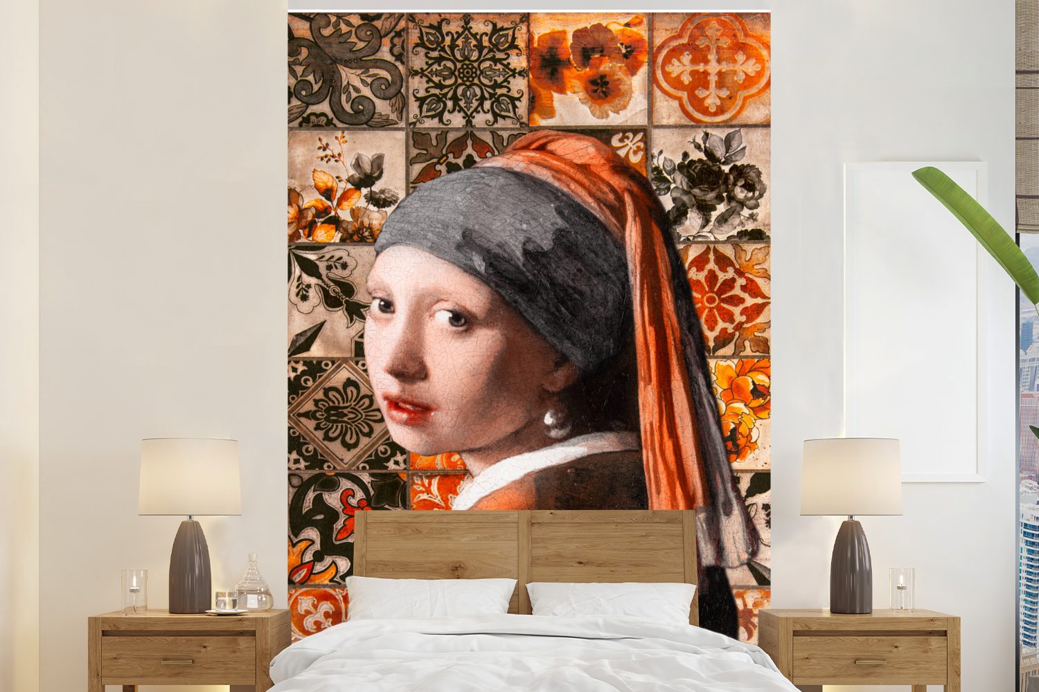 MuchoWow Fototapete Mädchen mit Perlenohrring - Johannes Vermeer - Ölgemälde, Matt, bedruckt, (3 St), Montagefertig Vinyl Tapete für Wohnzimmer, Wandtapete