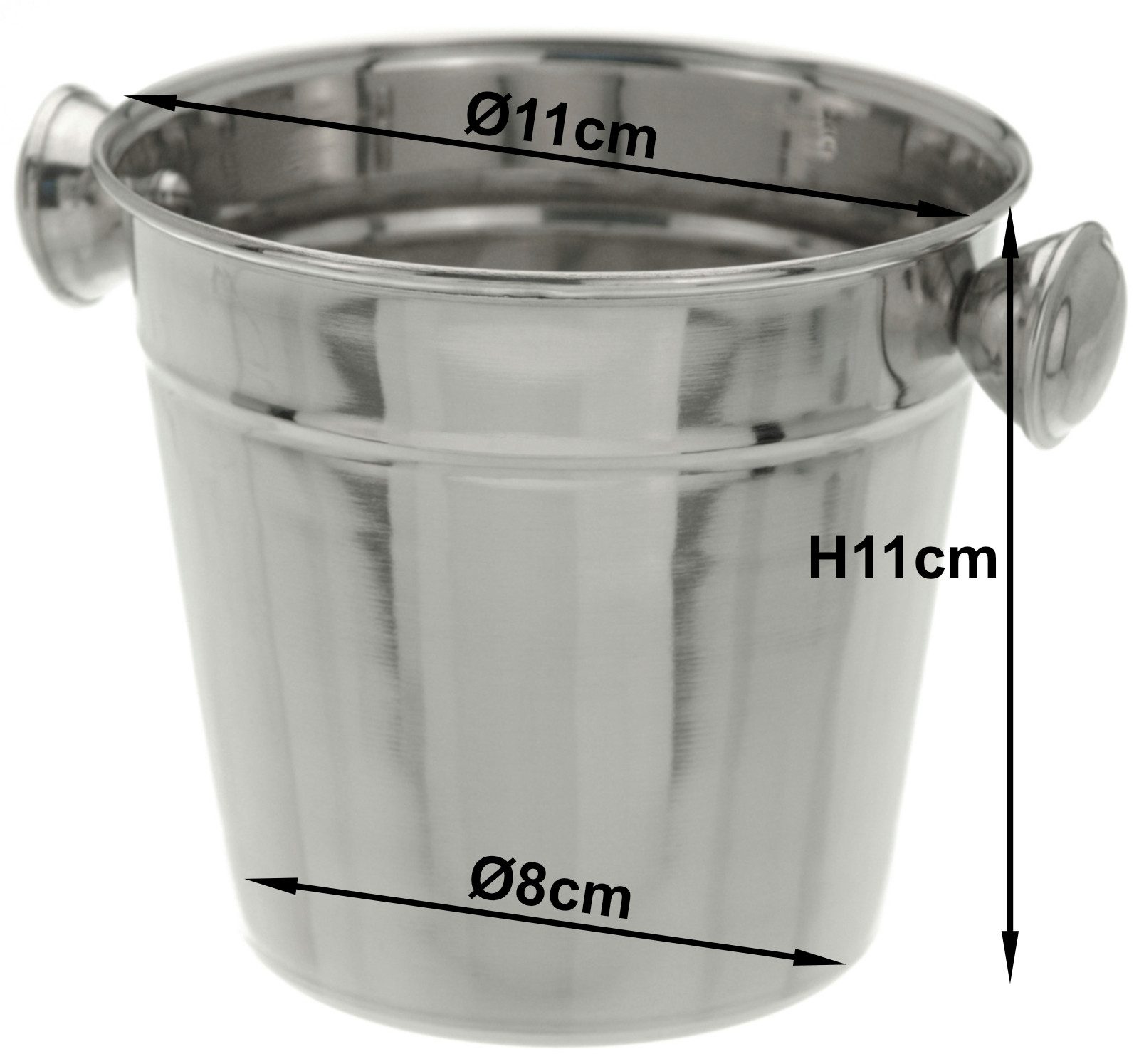 Koopman Eiseimer Eiswürfelbehälter Edelstahl 11x11 cm Mini 4er Set, 4tlg, 11x11cm, Edelstahl, 2 Griffe, Barzubehör