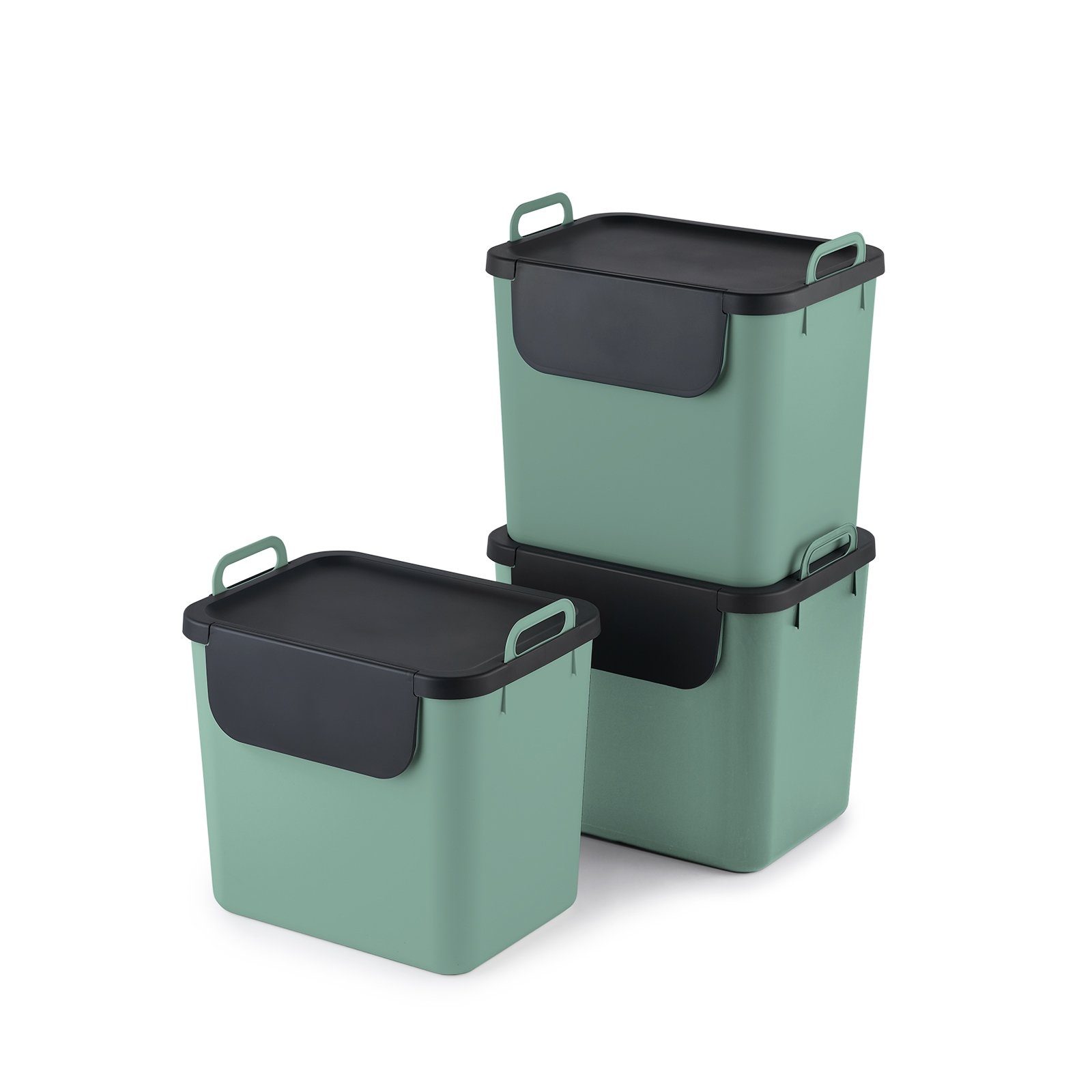 ROTHO Mülltrennsystem Jive Mülltrennsystem Set 3er-Set Mülltrennsystem 30l Sea Spray green ged.