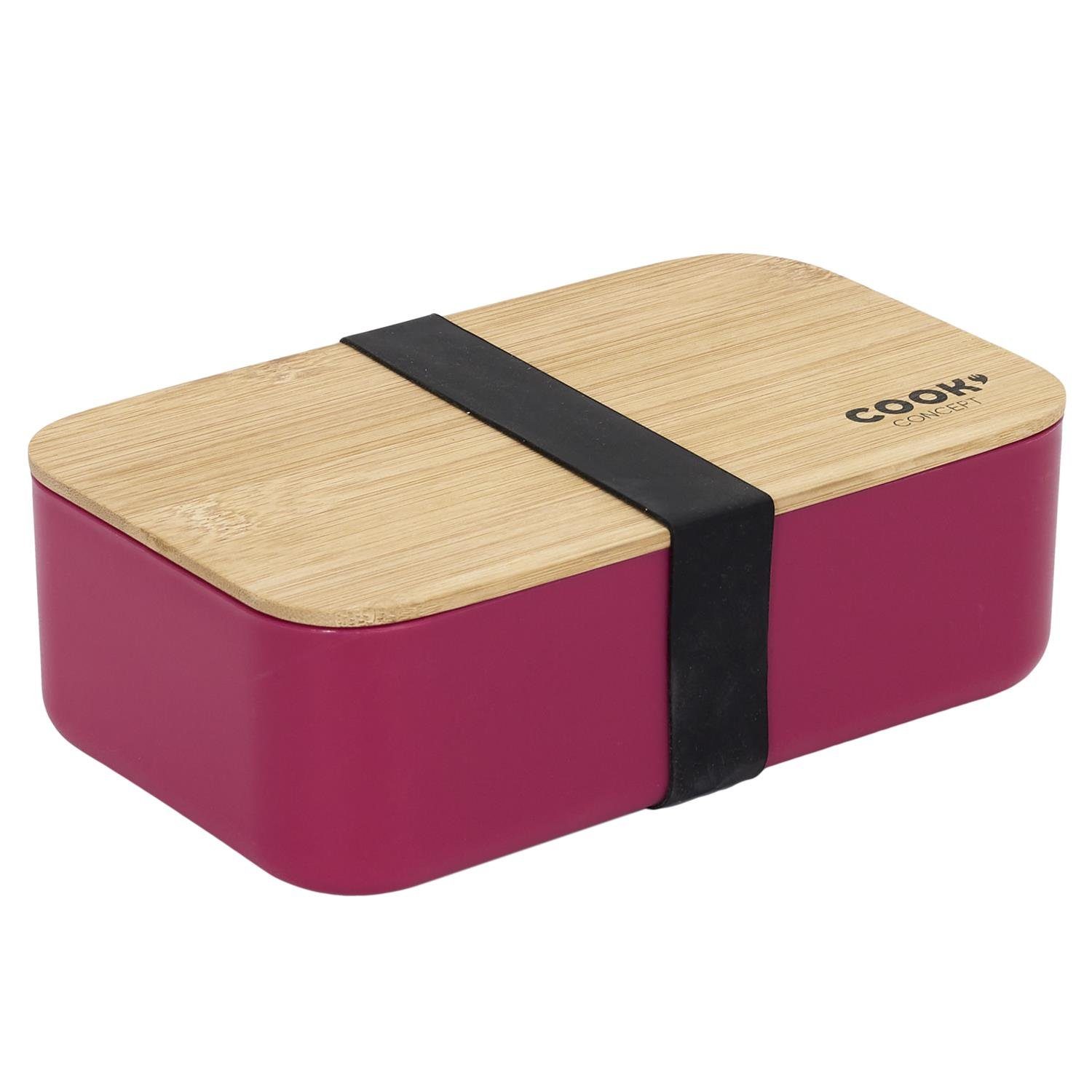 Bambus-Deckel Elasthan-Band CONCEPT Brotbox Set Bento violett Lunchbox, & COOK Brotzeit-Box Brotdose