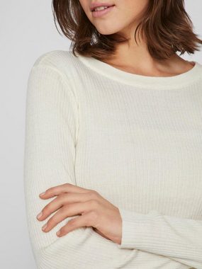 Vila Strickpullover Gerippter Longsleeve Pullover Feinstrick Sweater Shirt VIABELLA 6908 in Weiß
