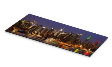 Posterlounge Alu-Dibond-Druck Editors Choice, Beleuchtete New Yorker Skyline bei Nacht, Wohnzimmer Fotografie