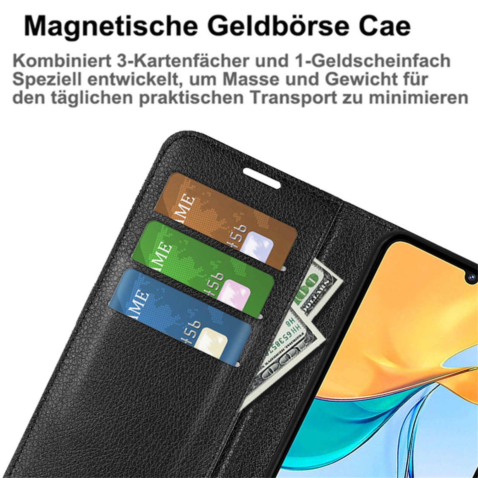 betterfon Handyhülle Handytasche für ZTE Blade V50 Vita Klapphülle Schwarz, 3 Kartenfächer, Magnetverschluss & Standfunktion im Lederlook