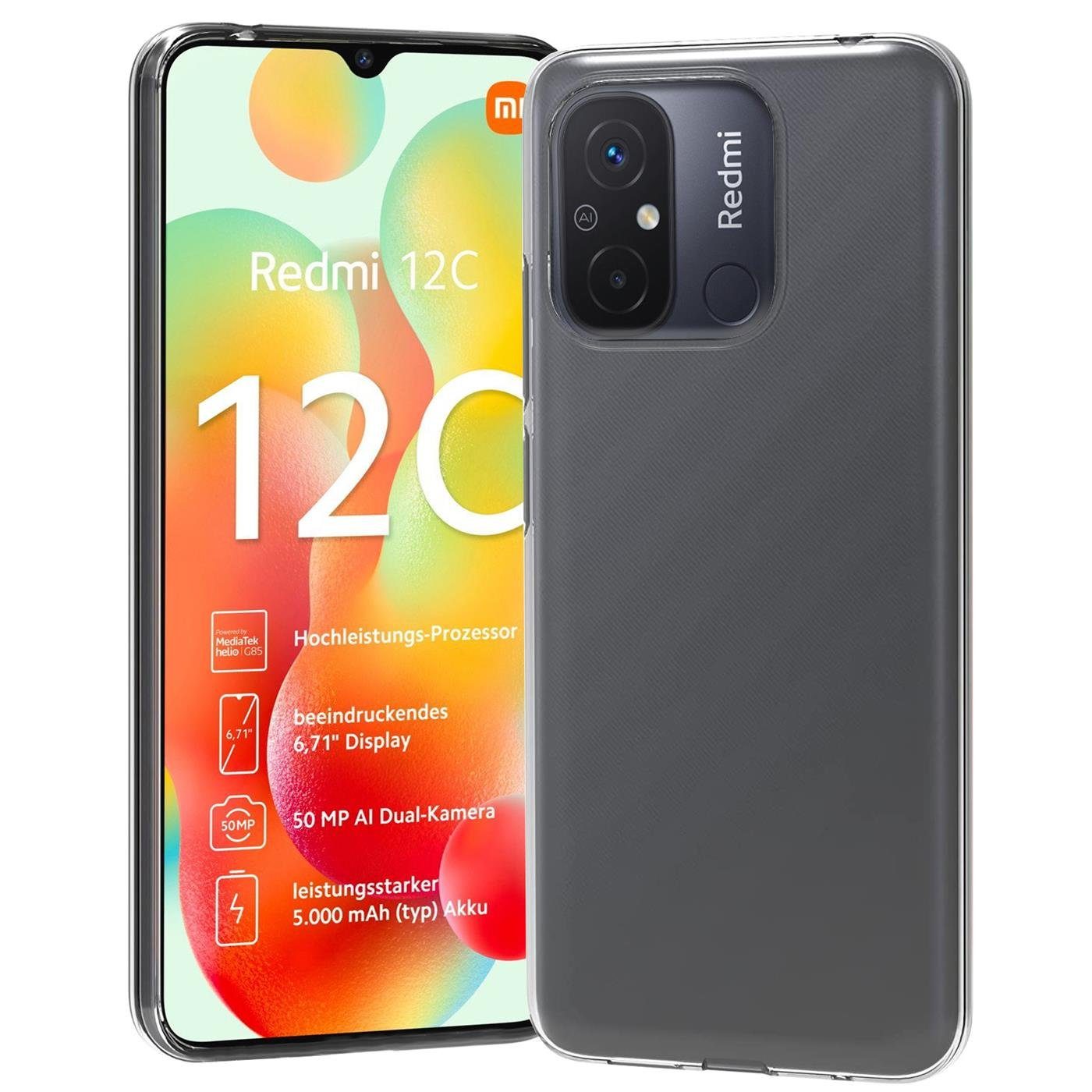 CoolGadget Handyhülle Transparent Ultra Slim Case für Xiaomi Redmi 12C 6,71 Zoll, Silikon Hülle Dünne Schutzhülle für Redmi 12C Hülle