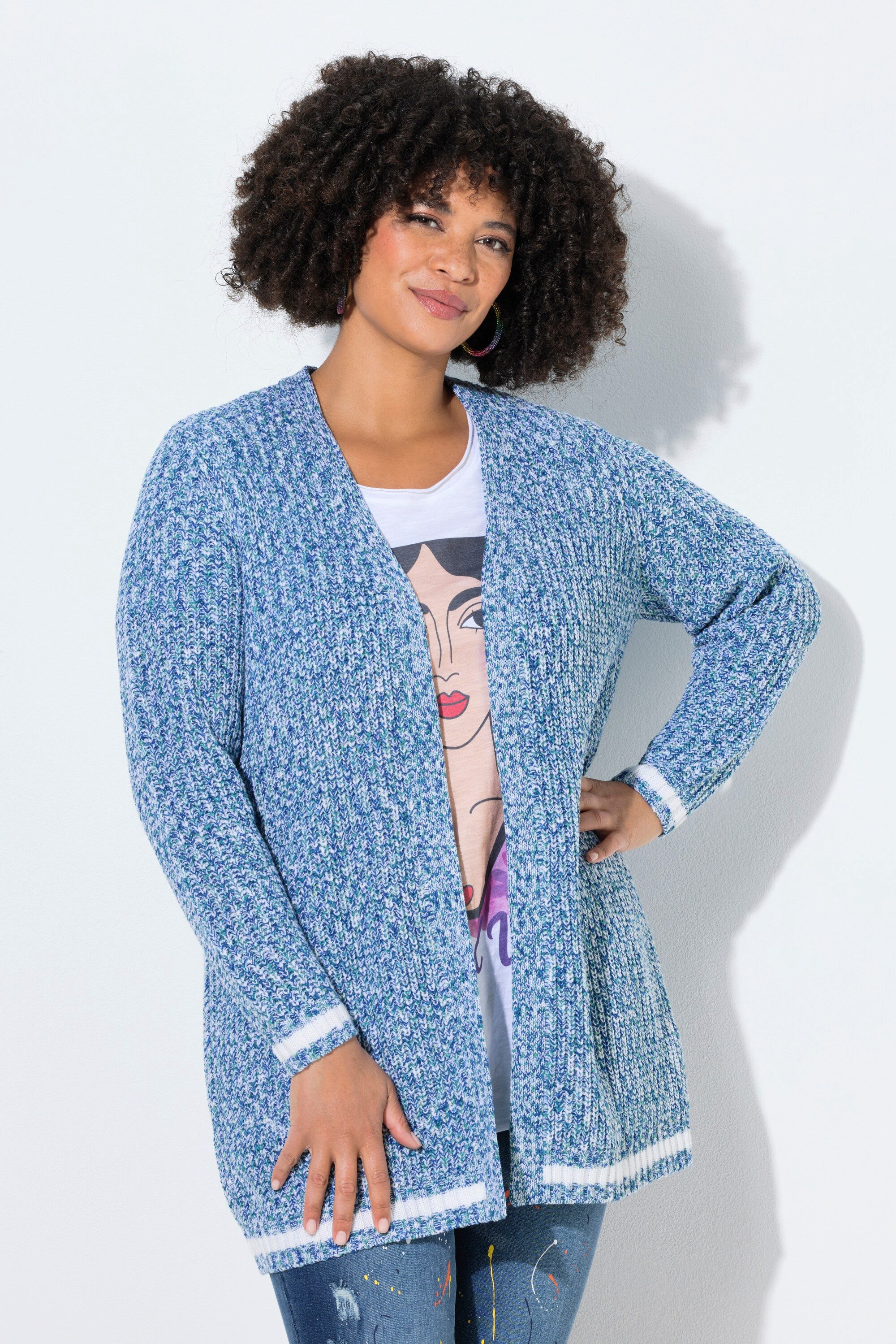 Angel of Style Strickjacke Strickjacke längere offene Passform Rückenherz