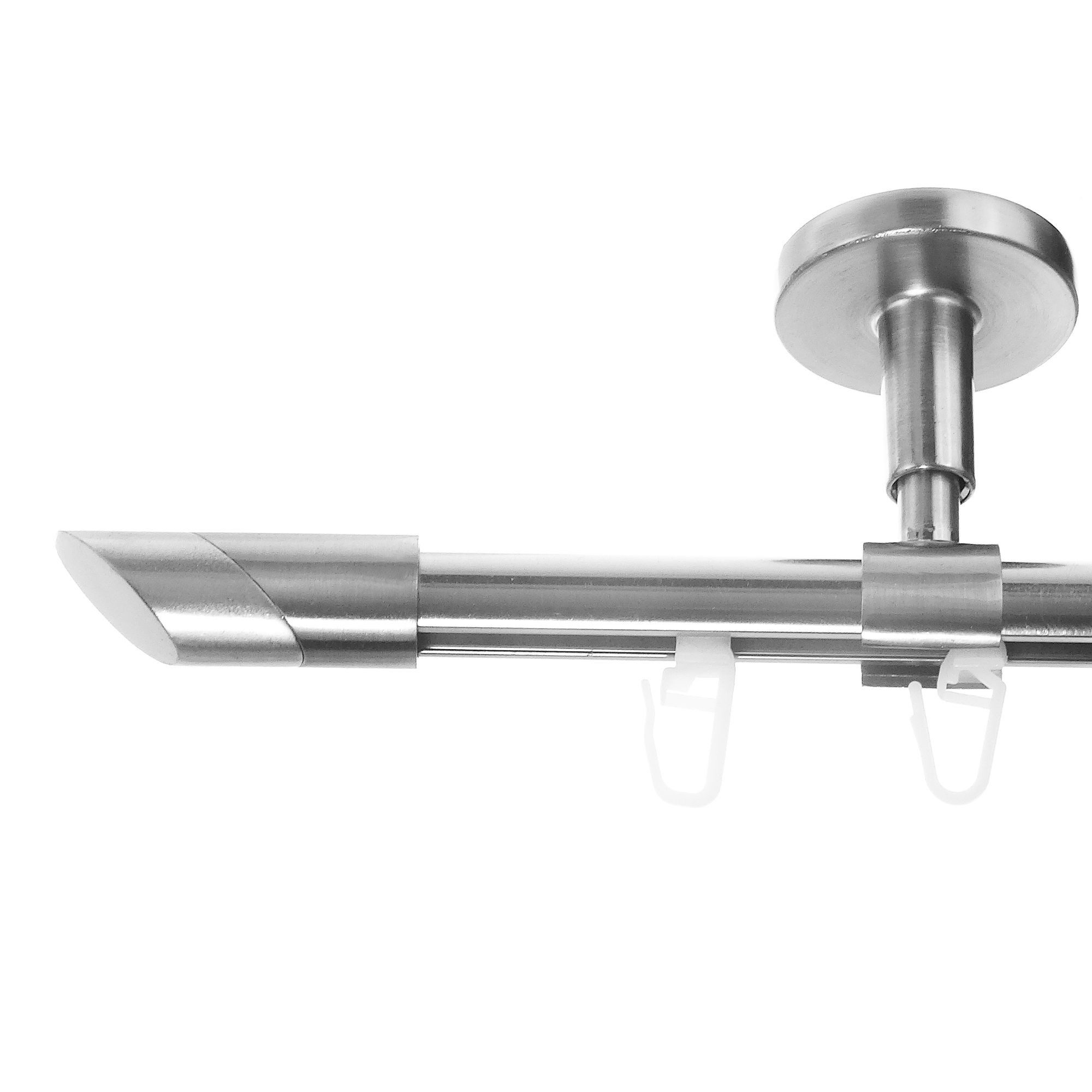 BASIT Gardinenstange Innenlauf 16 mm mit Deckenträgern 280 cm E13, Ø 16 mm, 1-läufig, verschraubt, Aluminium, D70 280 cm E13 Schräge