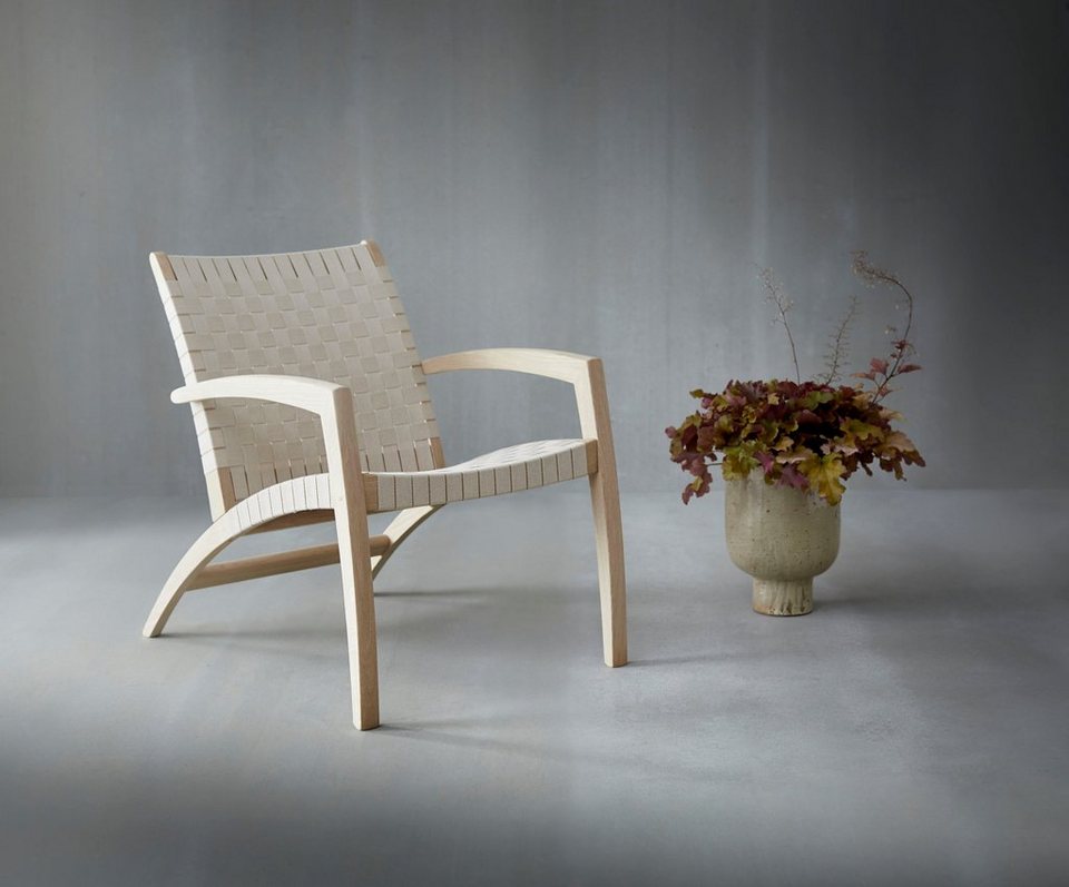 Hammel Furniture Loungesessel Findahl by Hammel Luna, aus massiver Eiche,  Sitz und Rückenlehne aus geflochtenem Gurtband