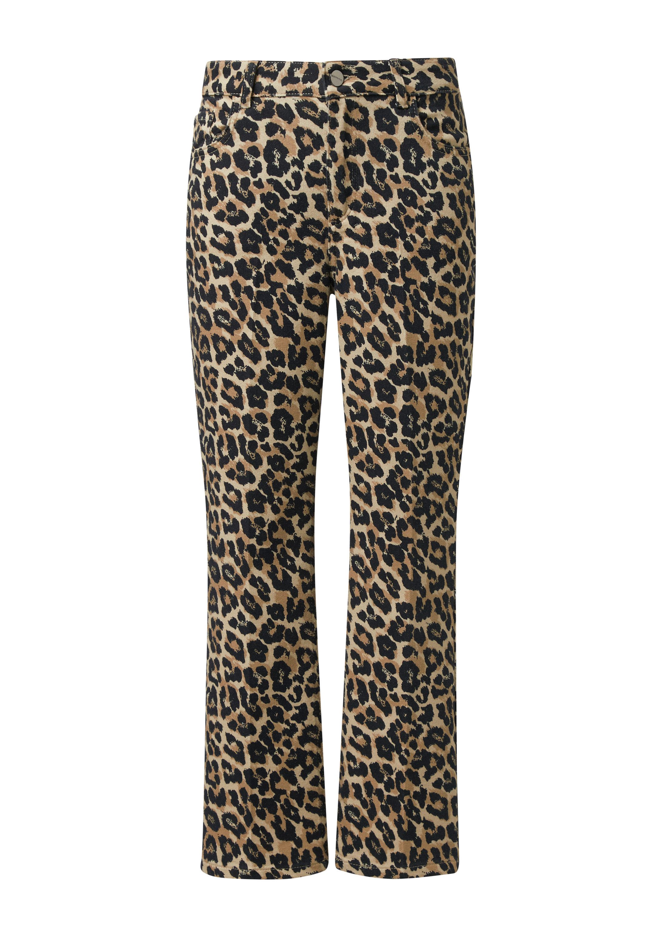 comma Chinos Hose Hose mit Leo-Muster