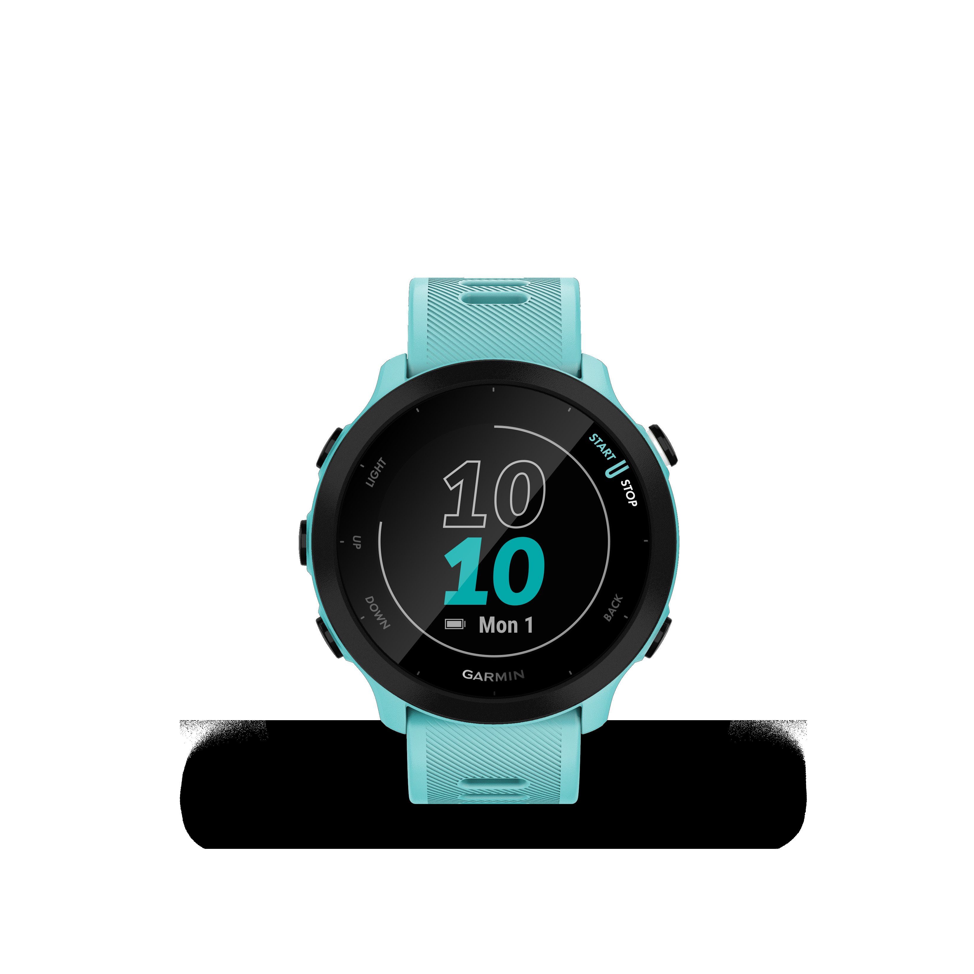 FORERUNNER 55 Zoll, GPS-Laufuhr | Smartwatch türkis cm/1,04 türkis/schwarz (2,64 Garmin Garmin), Multisport-