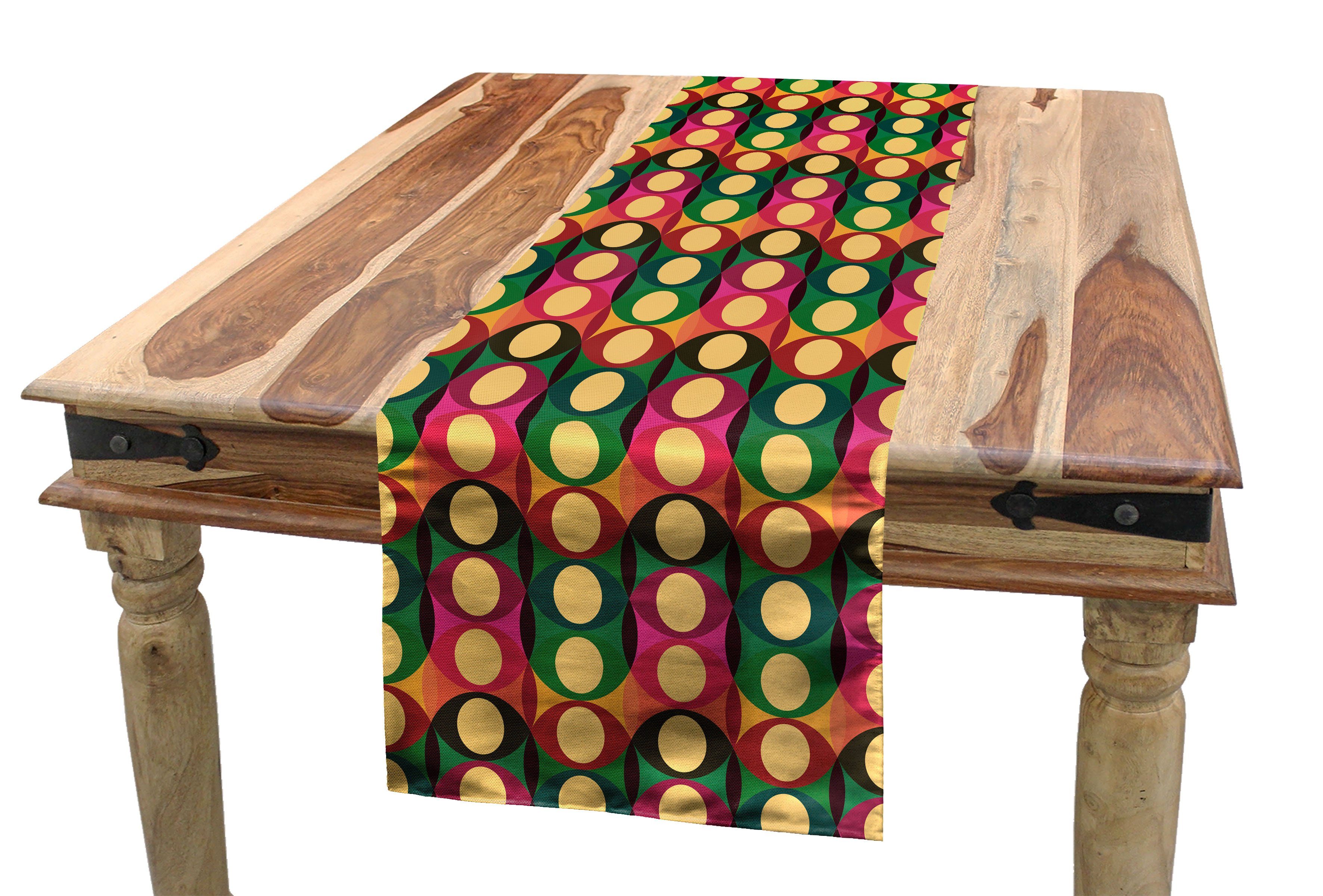 Rechteckiger Retro Esszimmer Dekorativer Tischläufer Pastell Abakuhaus Pop-Art Geometrische Küche Tischläufer,