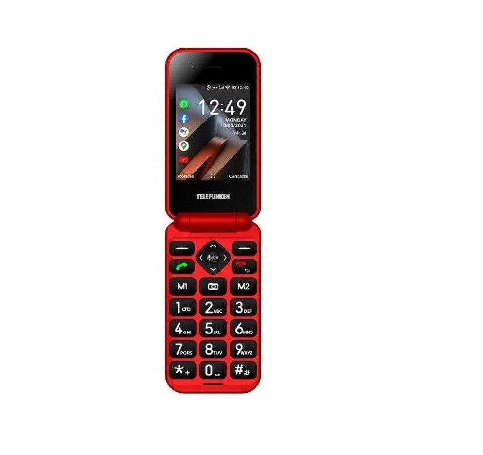 Telefunken S560 64GB Klapptelefon 64 GB Seniorenhandy Zoll, rot UKW Ladestation (2,8 SOS-Taste Speicherplatz)