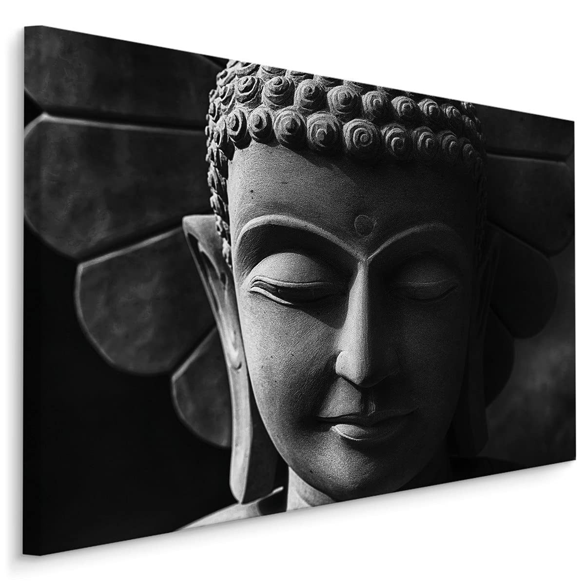 Muralo Leinwandbild Abstrakt – Leinwandbild Wandbild Kunstdruck Wohnzimmer, Abstrakt (1 St), Kopf – Buddha – Skulptur, 70 x 50 cm, aufhängefertig