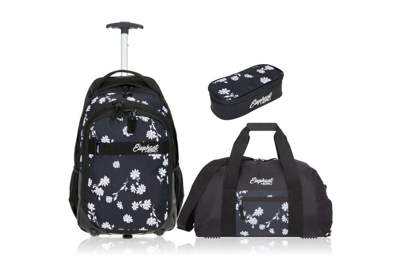 ELEPHANT Schulrucksack Schultrolley Trolley Hero Signature Schulrucksack (3 Teile Set), Rucksacktrolley Schule Rucksack Trolly, Sporttasche, Mäppchen Box +tsm