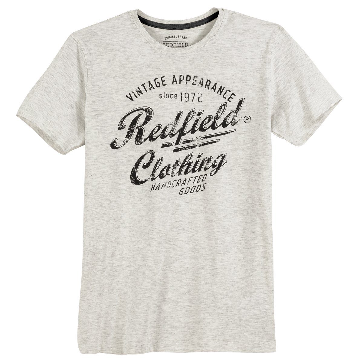 T-Shirt Logoprint Größen offwhite Große melange Redfield redfield Rundhalsshirt