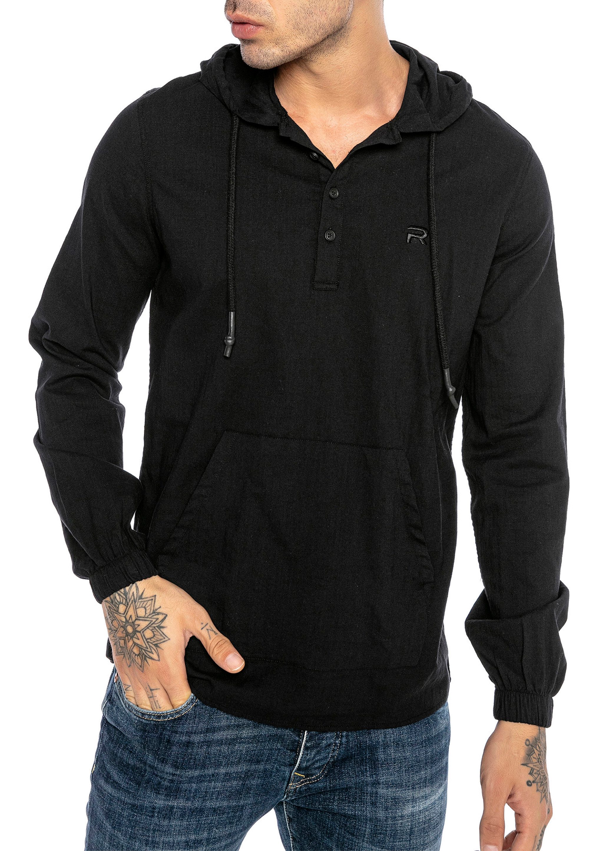 RedBridge Langarmshirt mit Kapuze - Knopfleiste günstig online kaufen