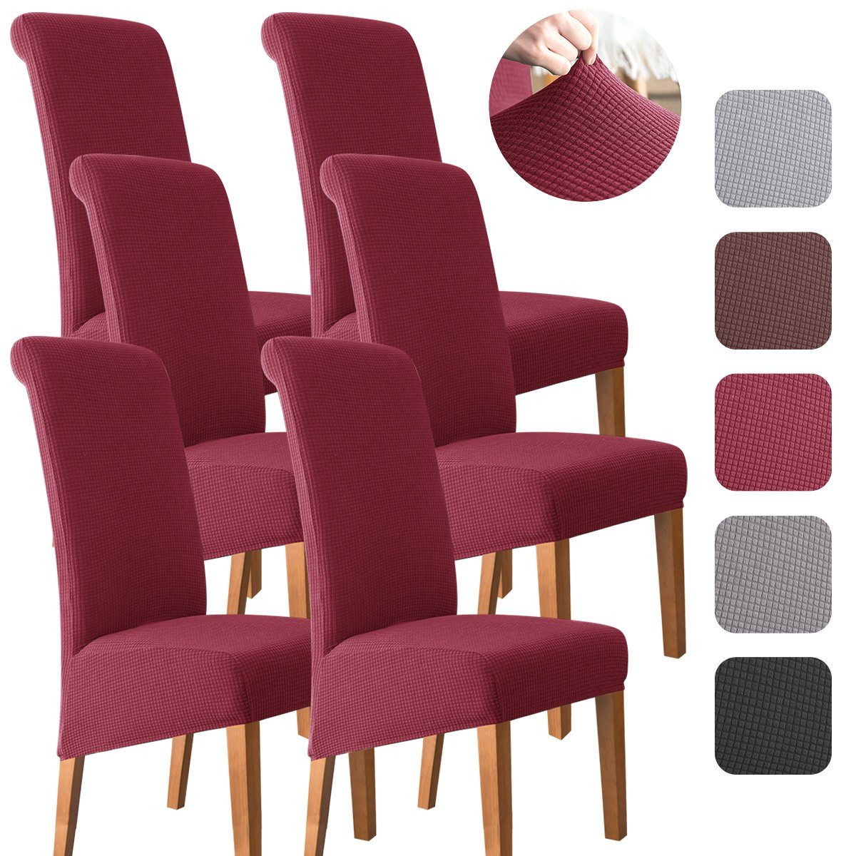 Simloveve Stuhlhusse Stretch Stuhlbezug 6er Set Stuhlhussen Waschbar elastische, Moderne M/L Husse Elasthan Stretchhusse Elastische Universal Waschbar