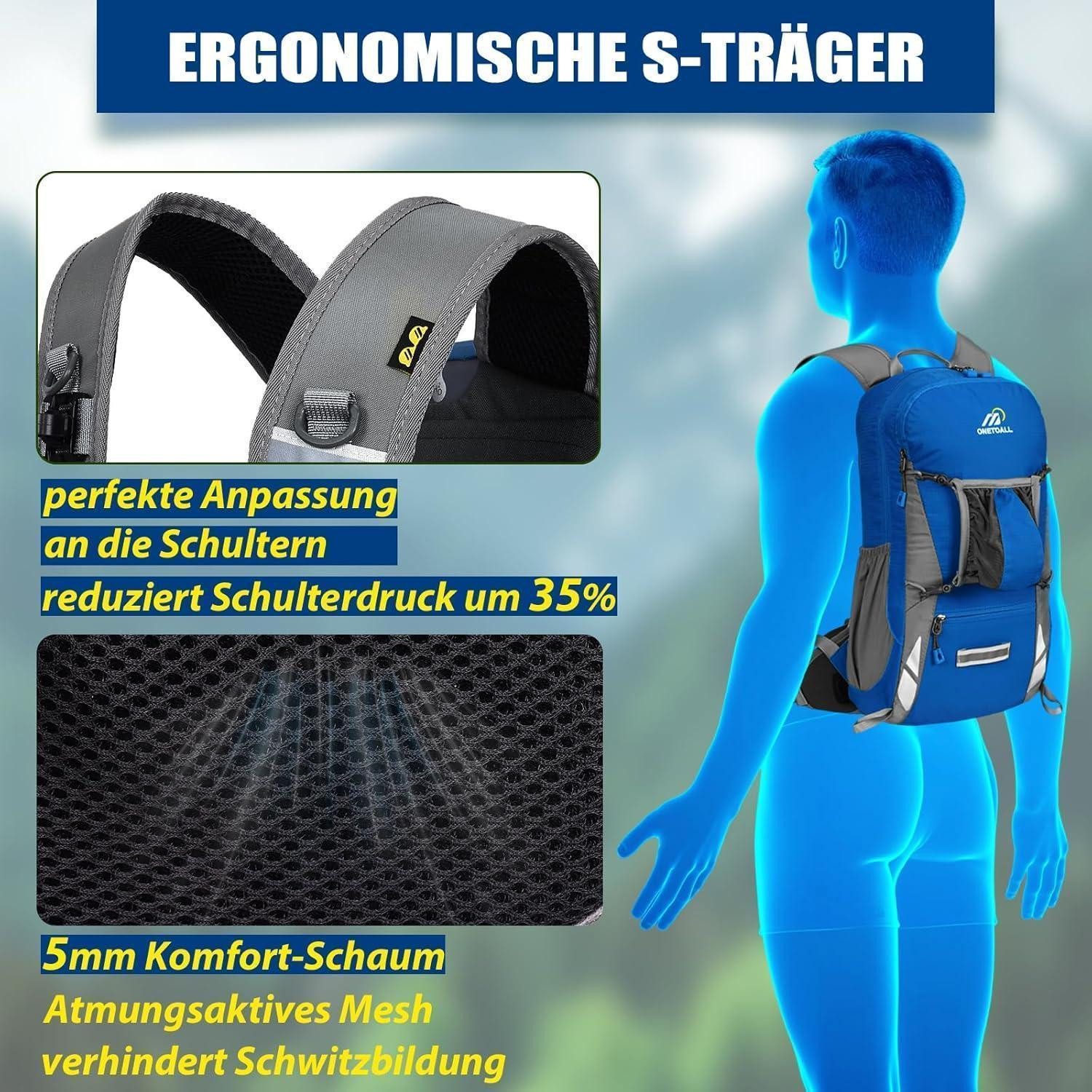 LuxusKollektion Fahrradrucksack Fahrradrucksack Regenschutz wasserdicht Rückenbelüftung Blau 18l