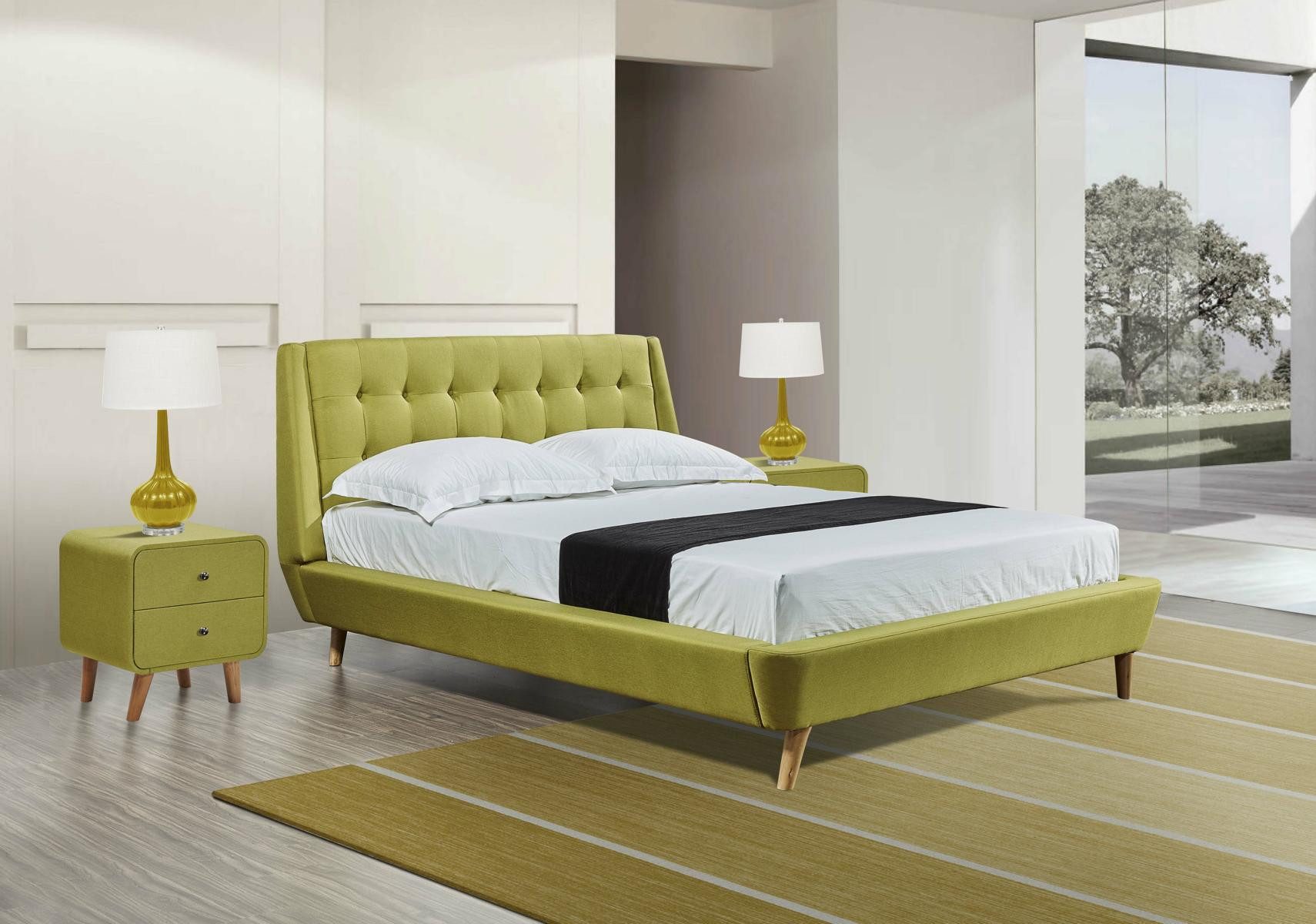 JVmoebel Bett Elegantes Doppelbett aus Leder in Grün und Beige (1-tlg), Made in Europa
