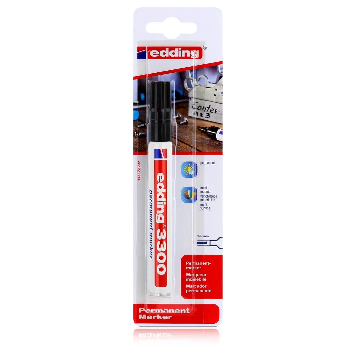 wasserfest Permanent Permanentmarker Pack edding schwarz edding 3300 (1er Spitze 1-5mm Marker