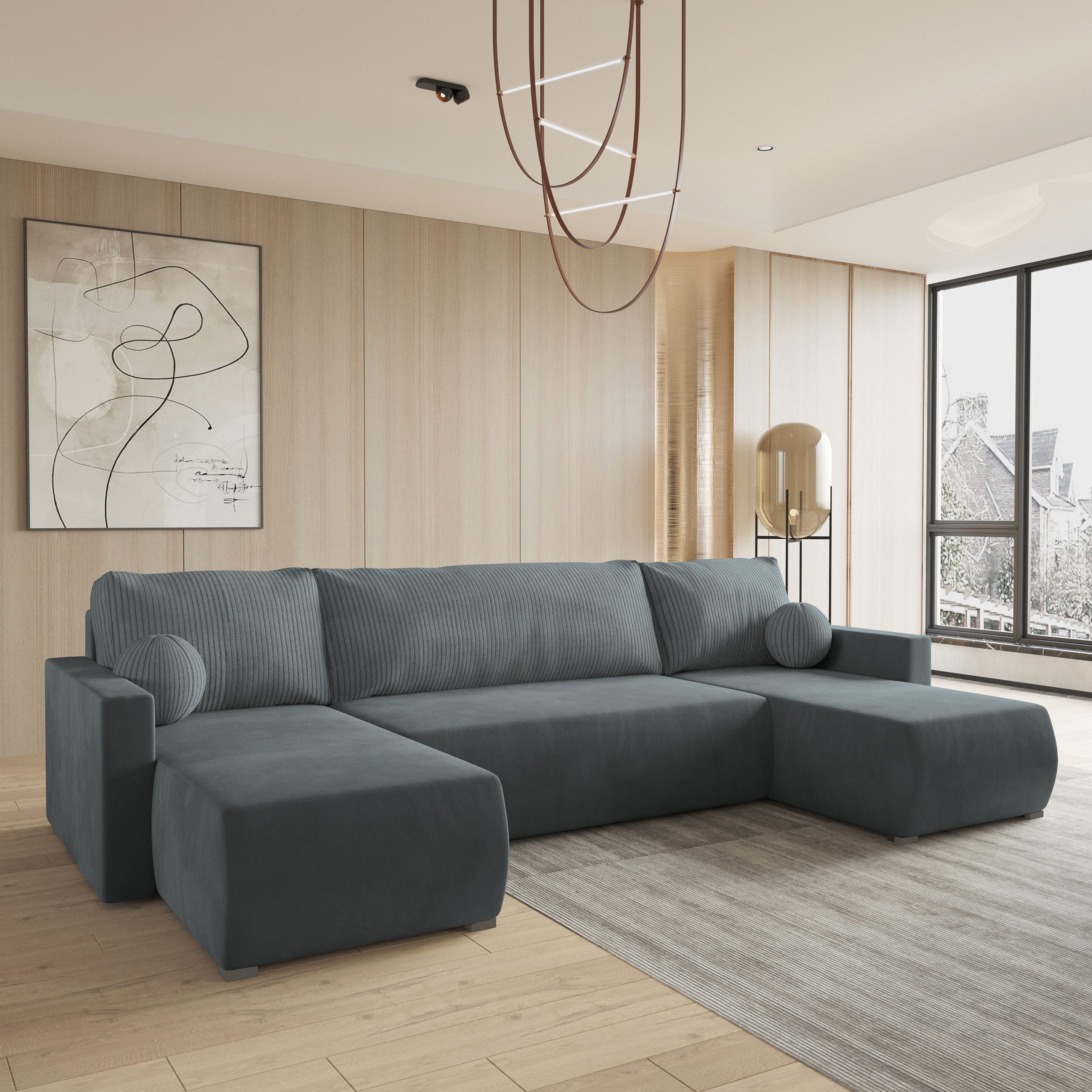 Masseno Ecksofa TESSUN mit Schlaffunktion U-Form, Sofa mit Bettkasten