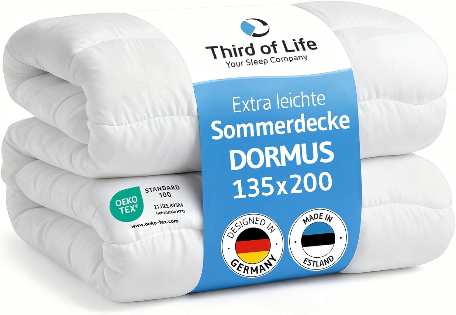 Third of Life Microfaserbettdecke DORMUS, Qualität aus Europa, Füllung: Microfaser, Bezug: Microfaser, Atmungsaktiv, Besonders leicht, Hypoallergen