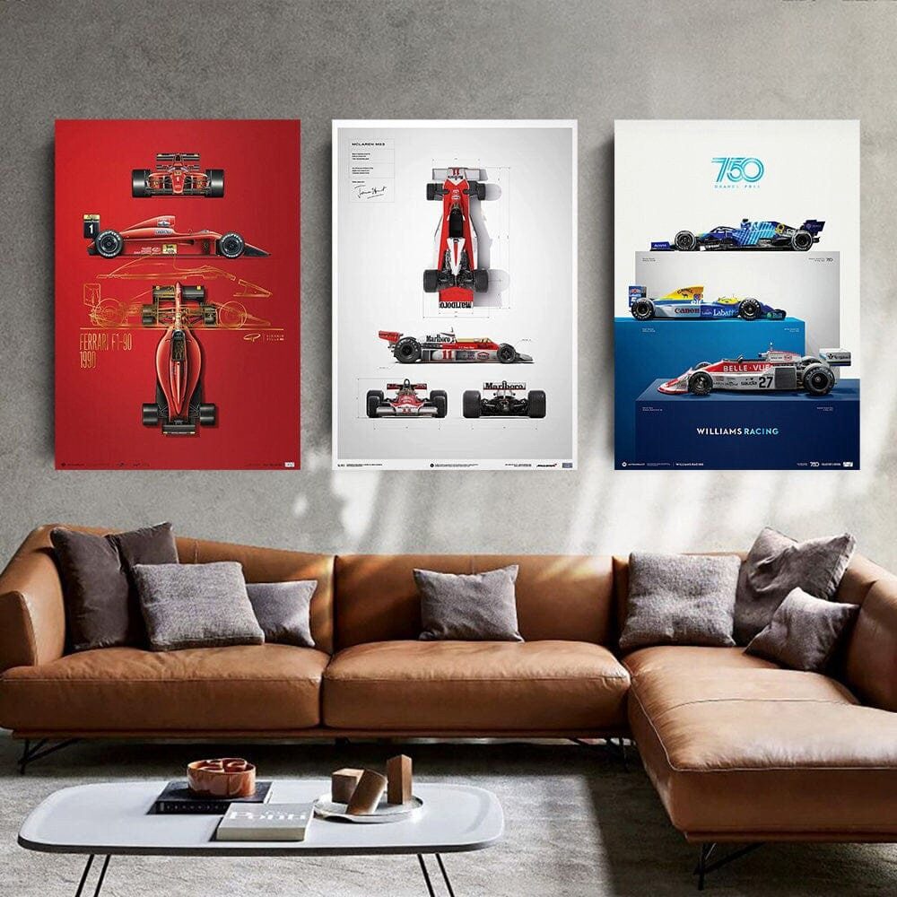 JUSTGOODMOOD Poster Formel 1 Rennfahrer Legenden Rennwagen Ferrari Williams Racing Deko Pr, A (1 St)