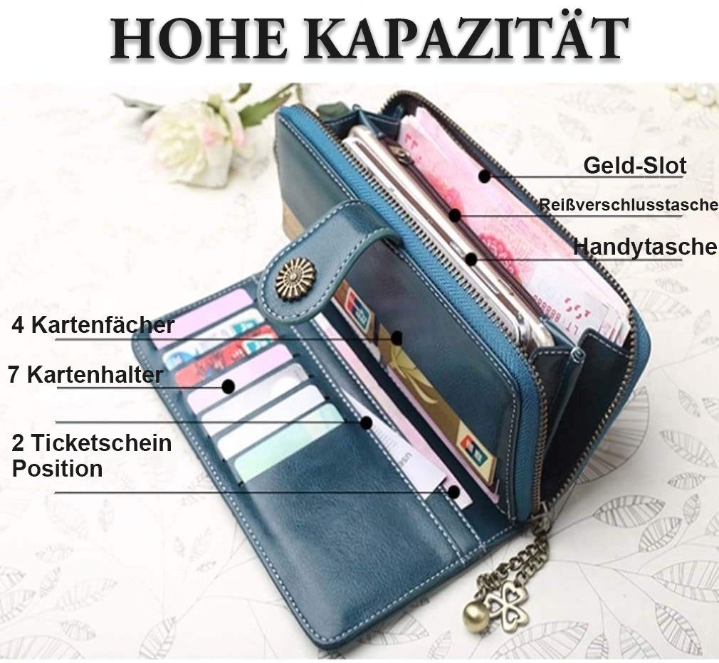 wallet, VIVIHEYDAY Einteilung, Damen-Geldbeutel Geldbörse Long Blau praktischer mit zip