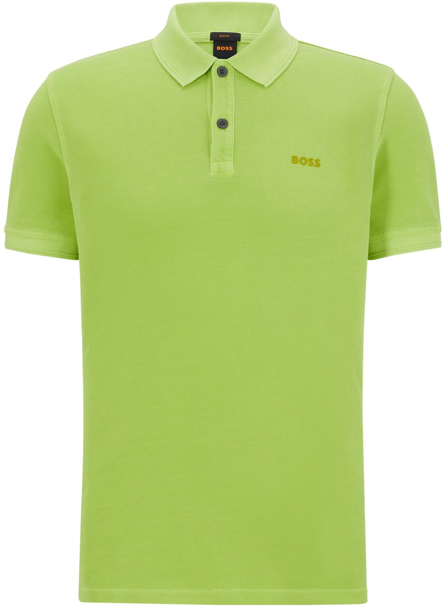 Poloshirt Prime BOSS Brustkorb Logoschriftzug Bright am mit ORANGE Green