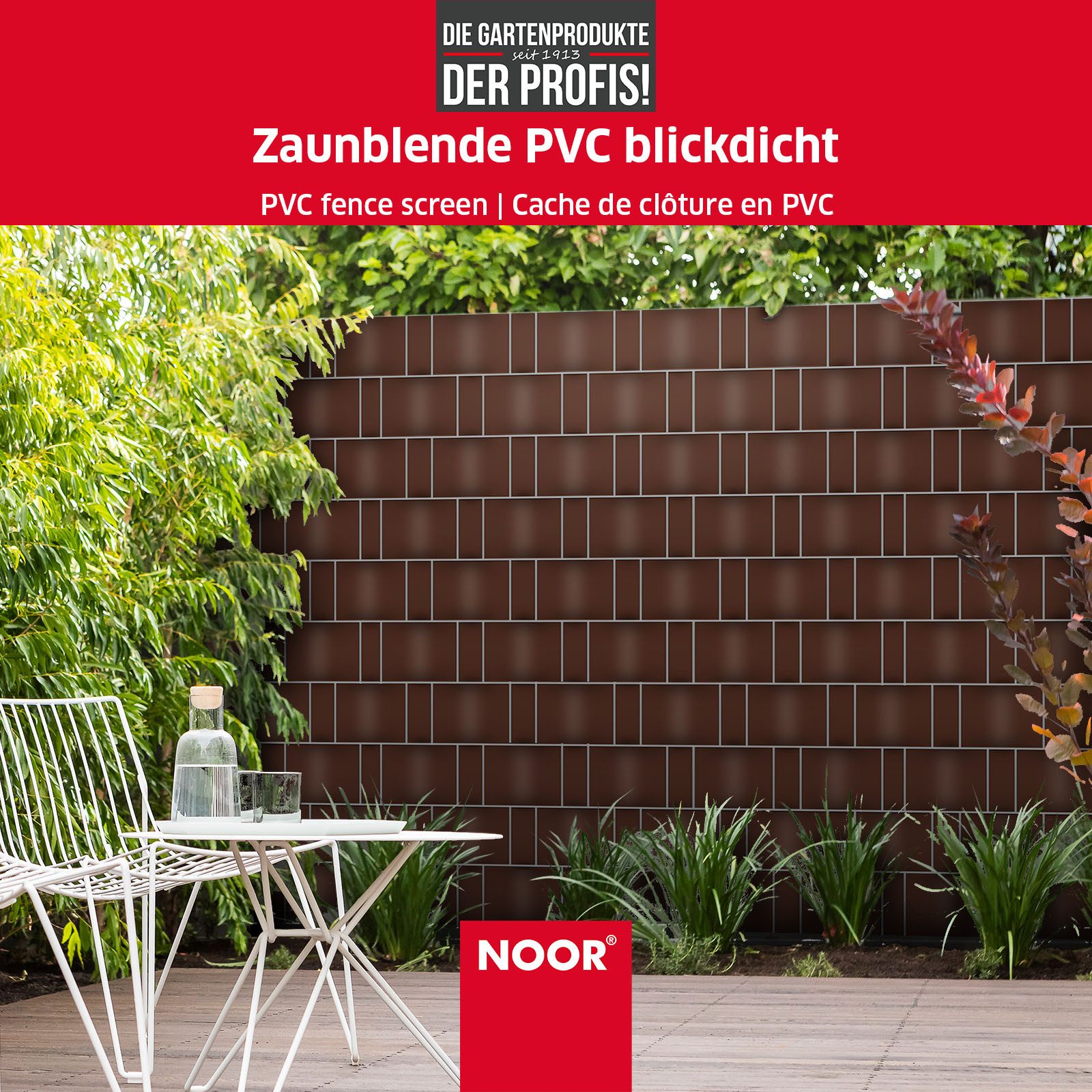 NOOR Sichtschutzstreifen PVC Blickdicht - für Doppelstabmattenzaun, Sicht- und Windschutz für Garten, Balkon und Terrasse