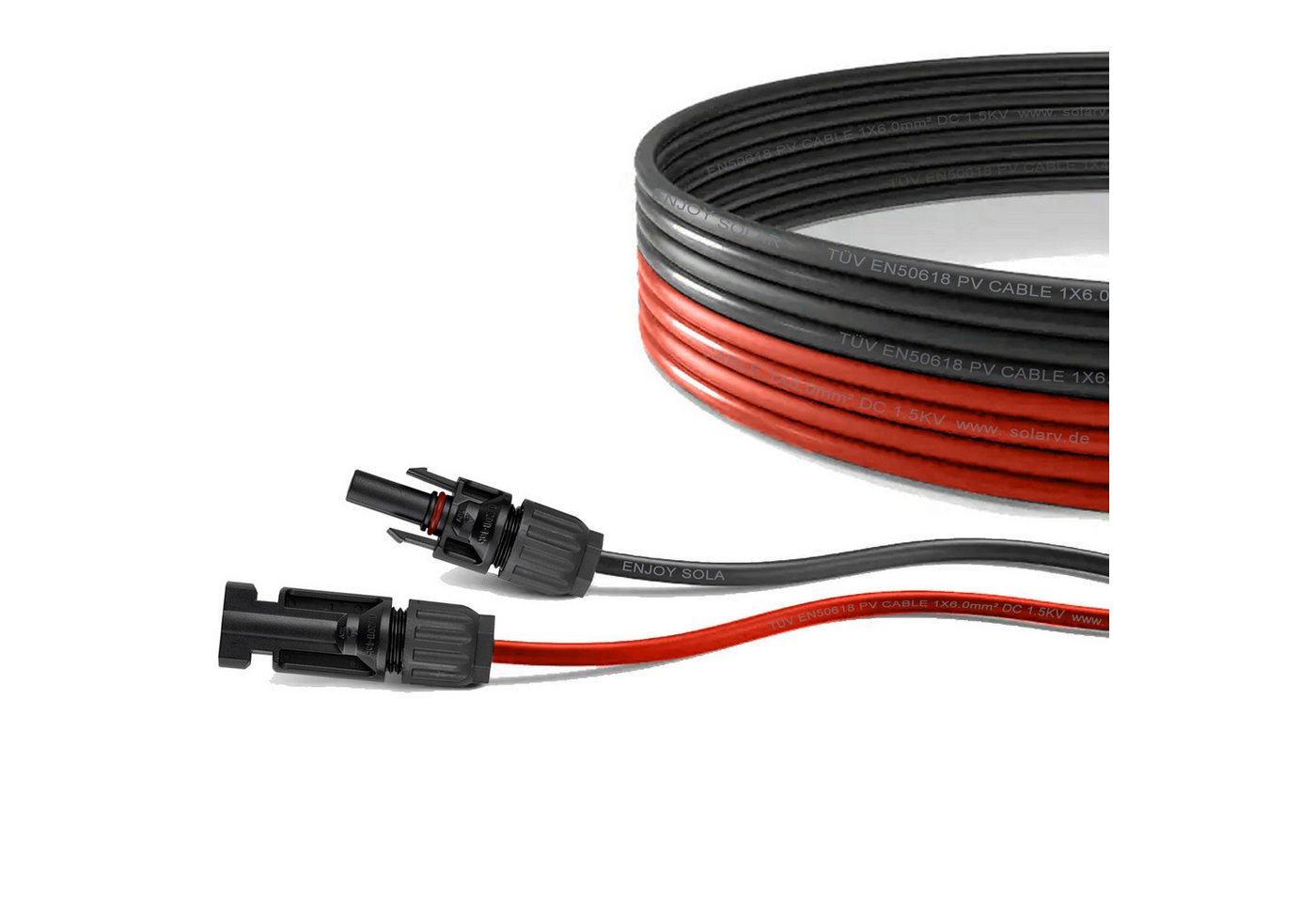 enjoy solar 4mm² /6mm² mit Solarsteckern für Solarpanel und Laderegler 1-20m Solarkabel, (1500 cm), Profi Solarkabel mit Steckern und Aderendhülsen(Ladereglersseite)