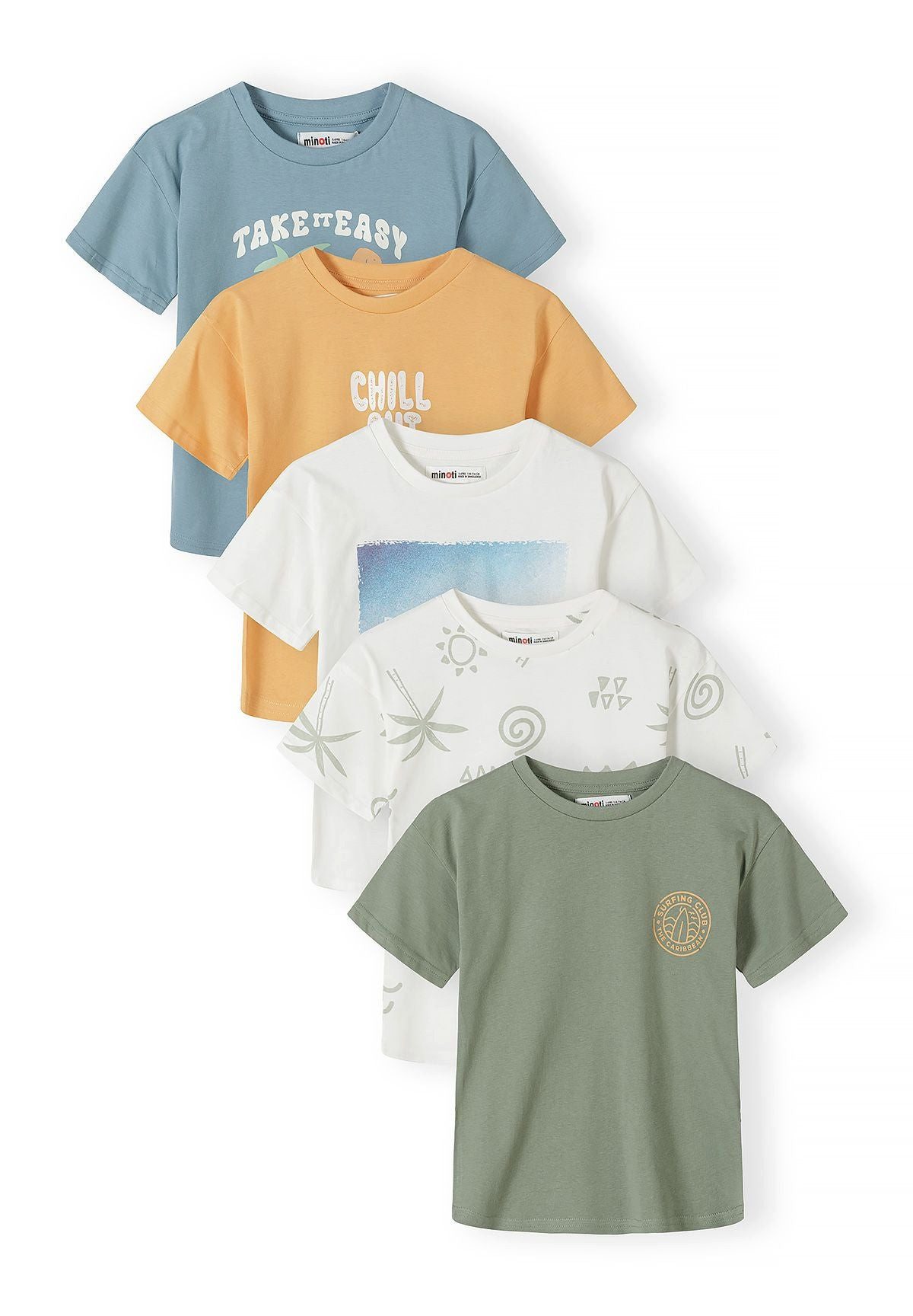 MINOTI T-Shirt für Jungen (Packung, 5-tlg) Surf-Prints