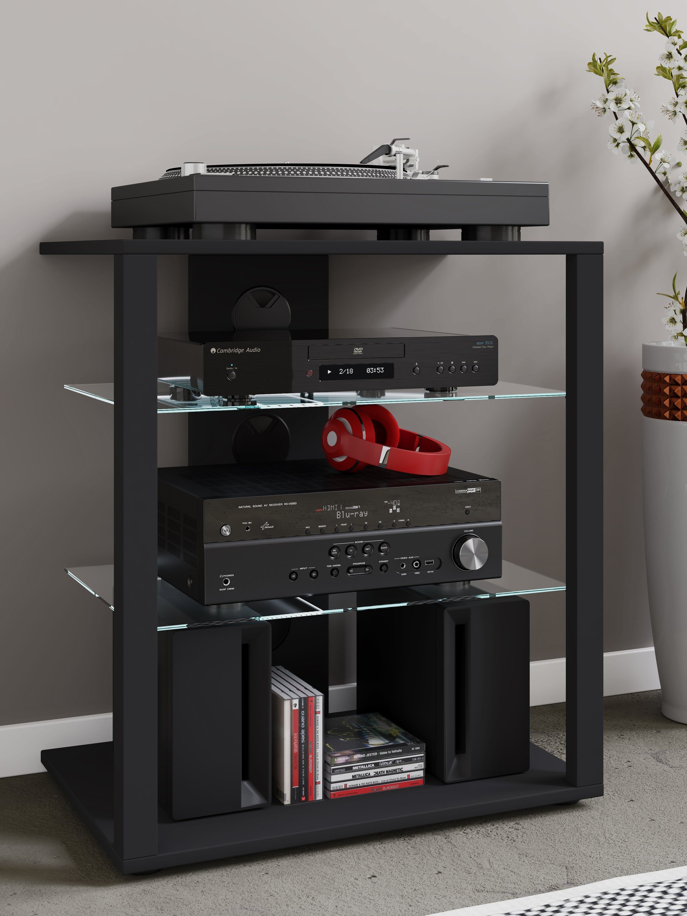 VCM Audio-Board Hifi Möbel Rack Alu Glas Phono Mediaregal Folas