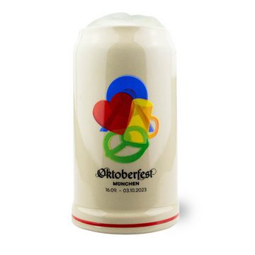 Bavariashop Bierkrug Offizieller Oktoberfestkrug 2023 • Wiesn Jahreskrug • 1,0 Liter, Steinzeug