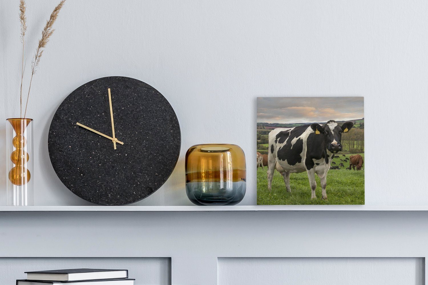 (1 - - Bilder Leinwand - St), OneMillionCanvasses® Kuh Wohnzimmer Berg bunt Gras Tiere, Leinwandbild Schlafzimmer für